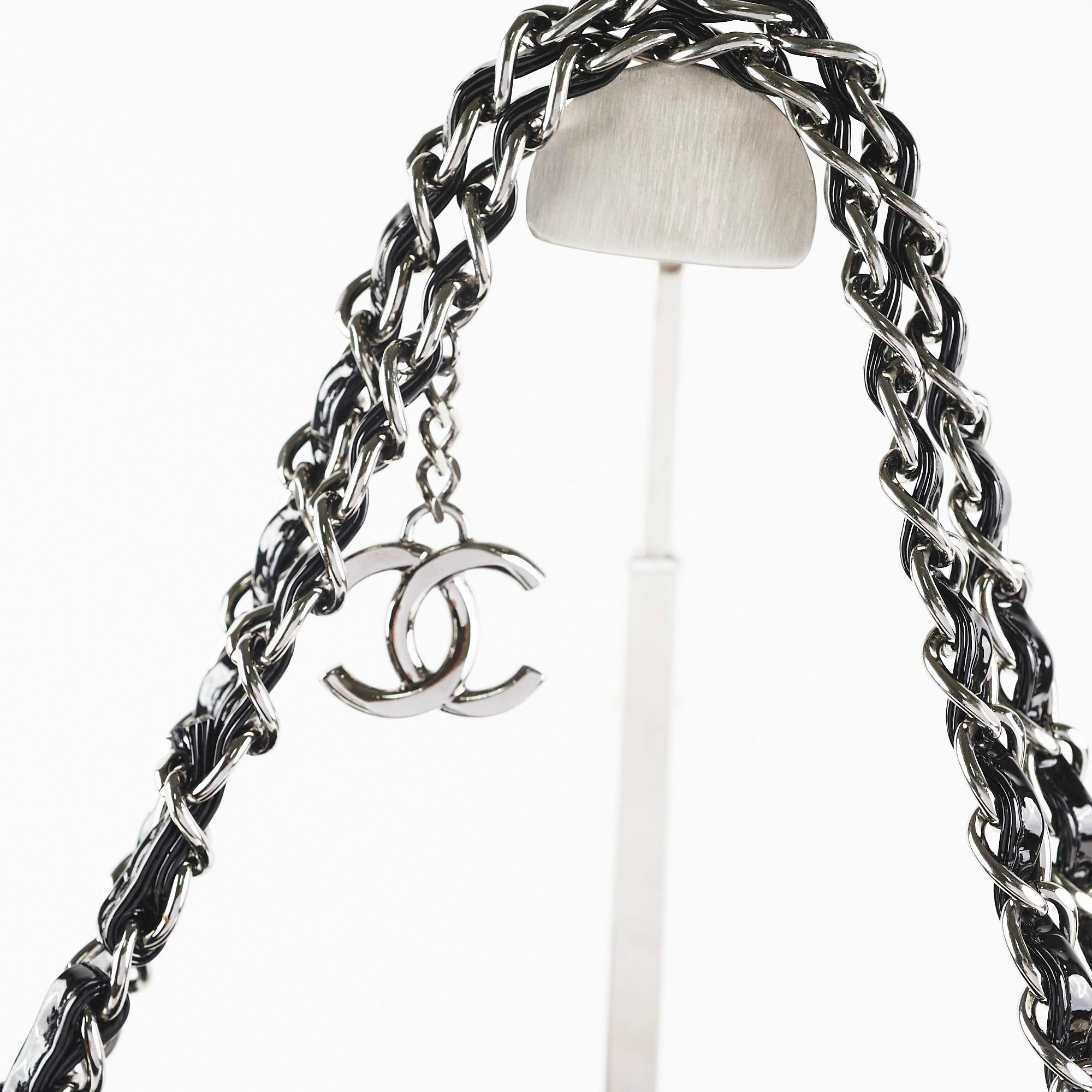 Chanel Camelia Patent Leather Tote Bag Black
