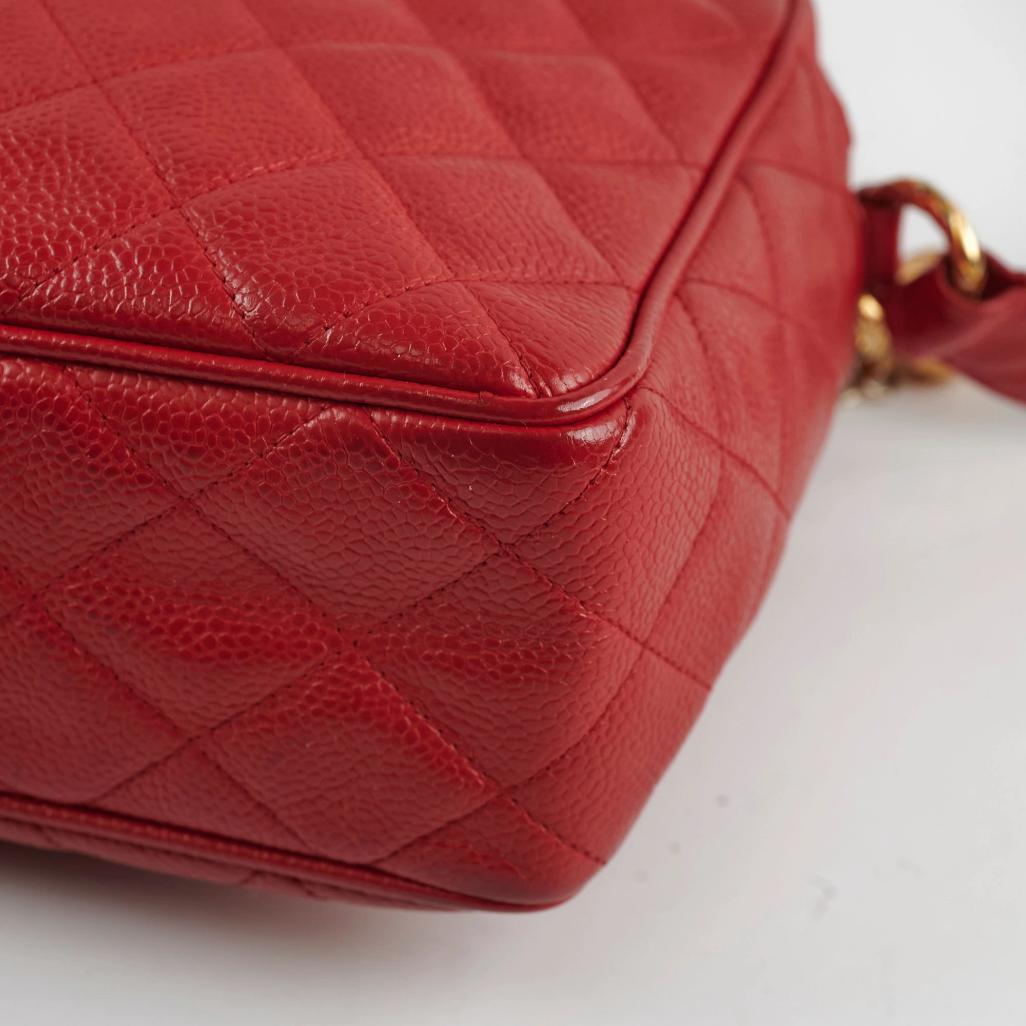 Chanel Camera Red Caviar Crossbody Bag - Series 2