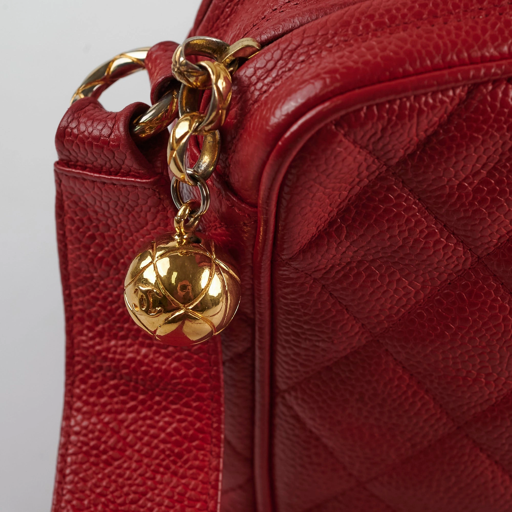 Chanel Camera Red Caviar Crossbody Bag - Series 2
