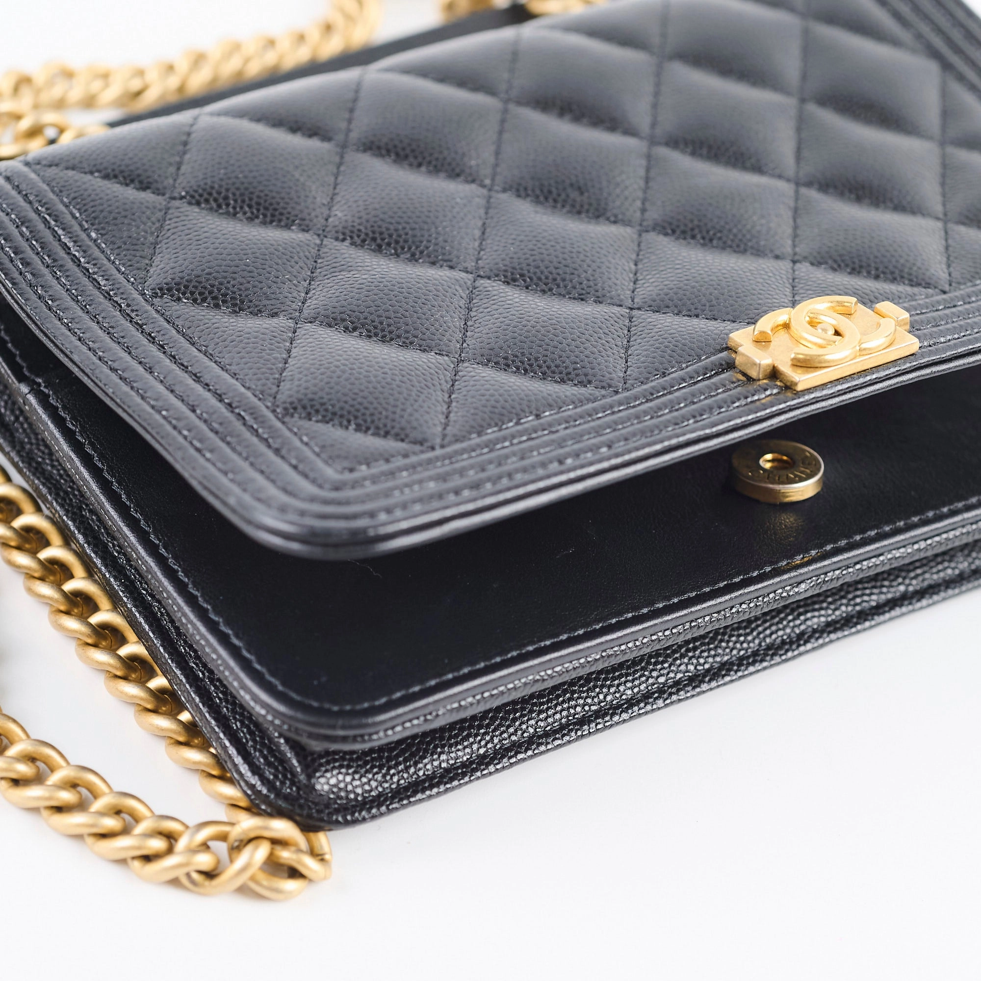 Chanel Caviar Boy Wallet on Chain WOC Black