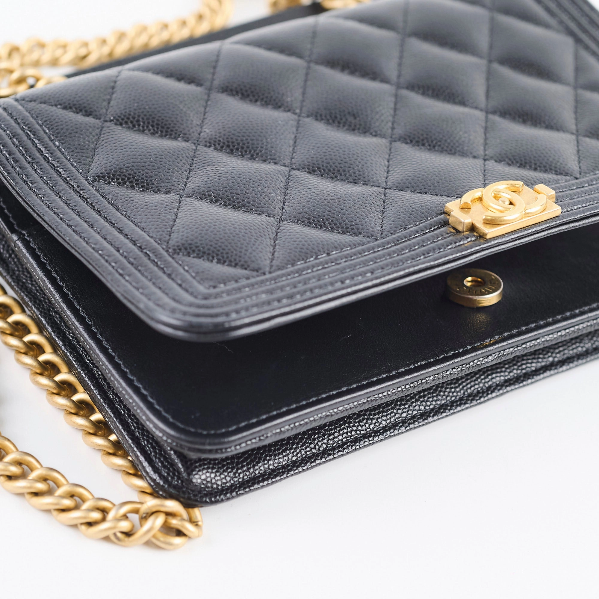 Chanel Caviar Boy Wallet on Chain WOC Black
