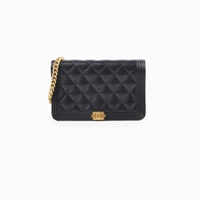 Chanel Caviar Boy Wallet on Chain WOC Black