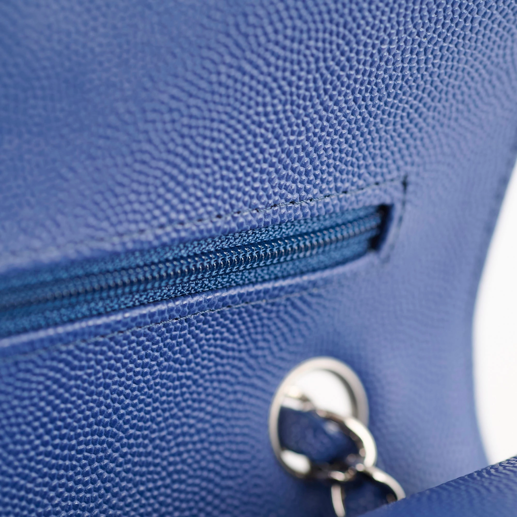 Chanel Caviar Chevron Small Classic Flap Blue Series 25