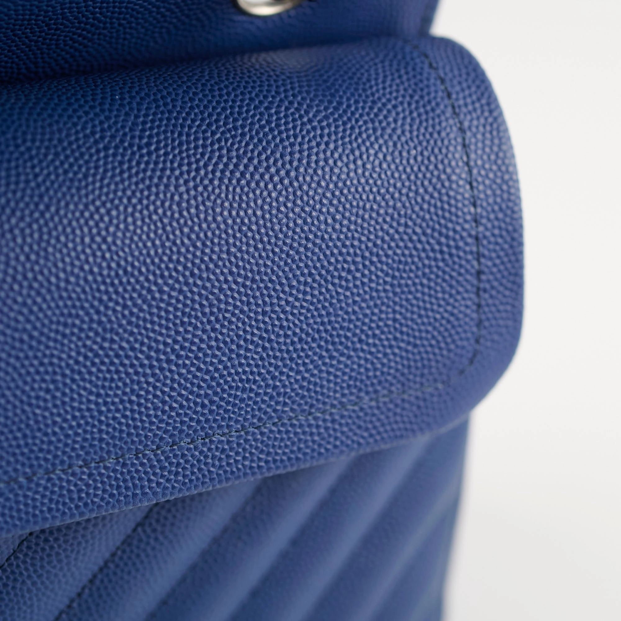 Chanel Caviar Chevron Small Classic Flap Blue Series 25