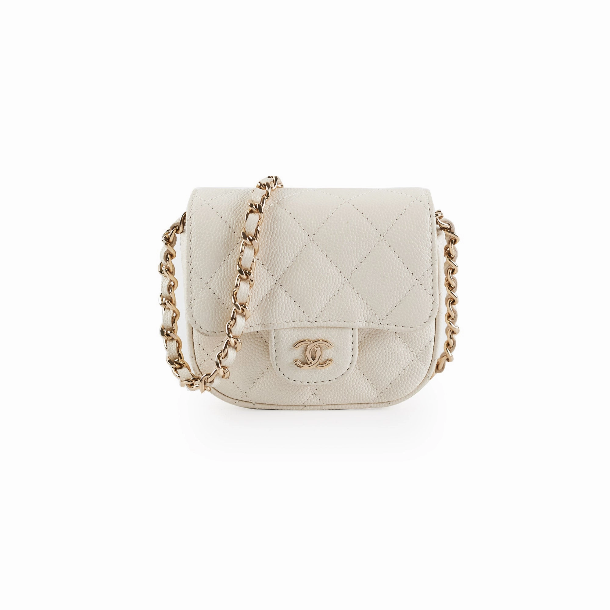 Chanel Caviar Microbag White