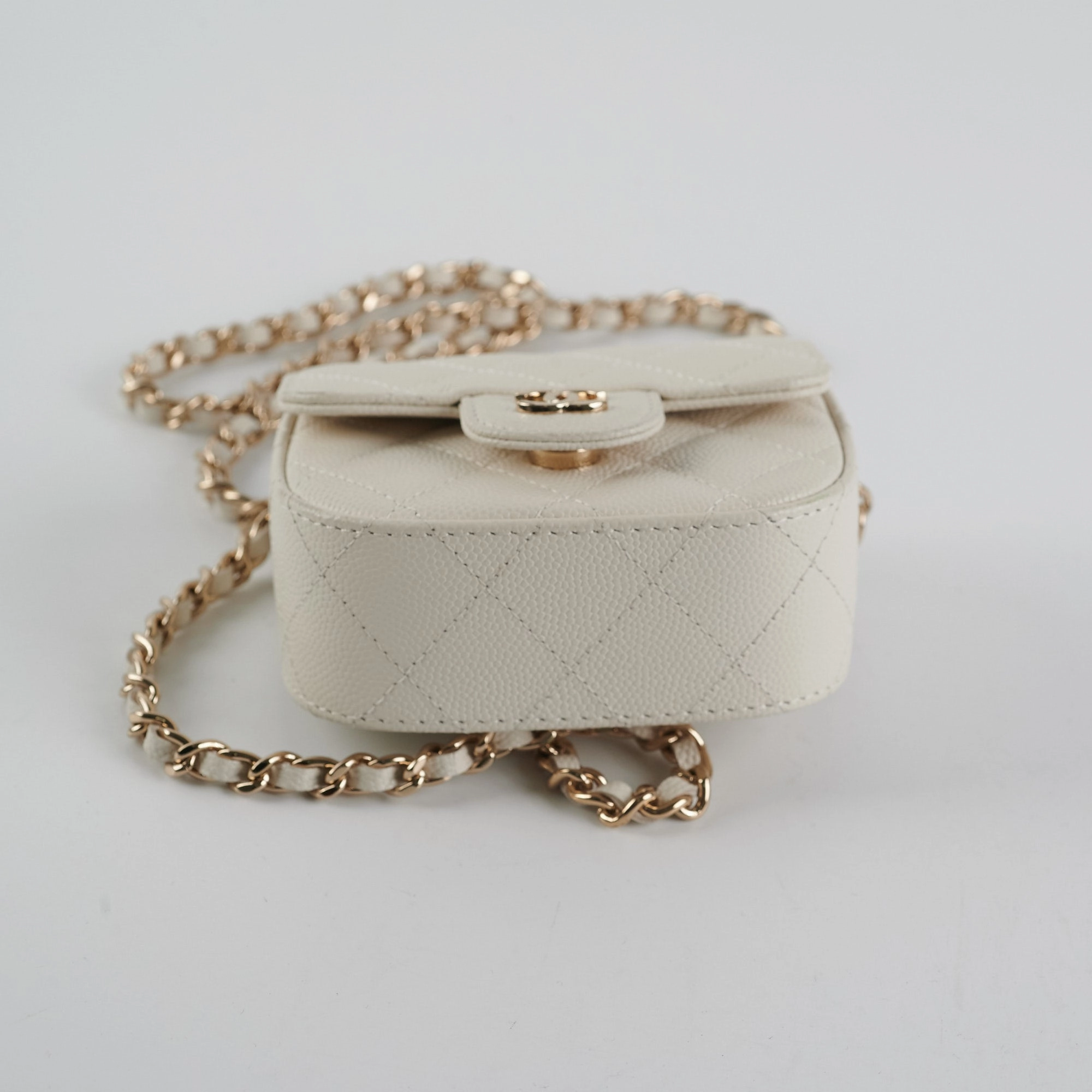 Chanel Caviar Microbag White
