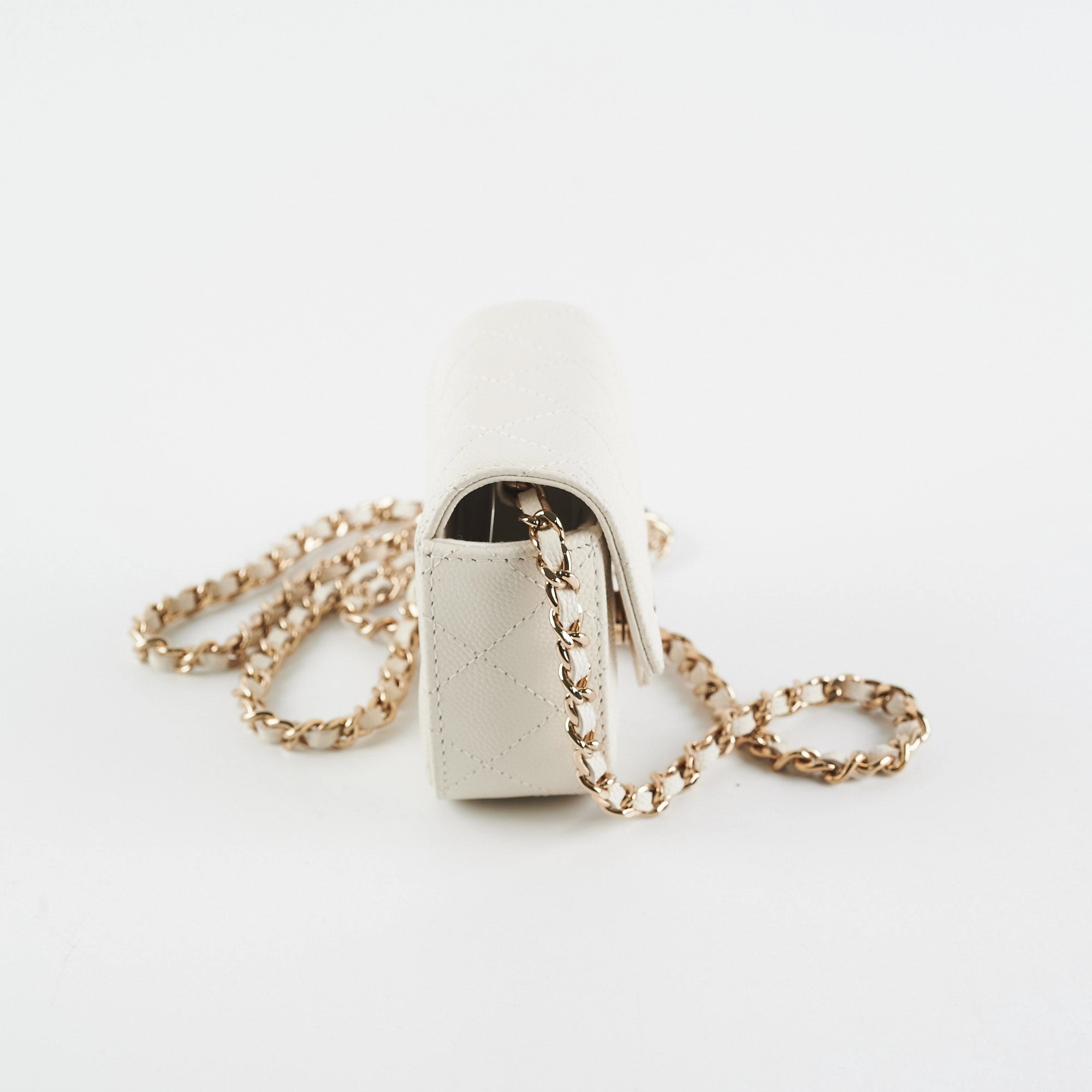 Chanel Caviar Microbag White