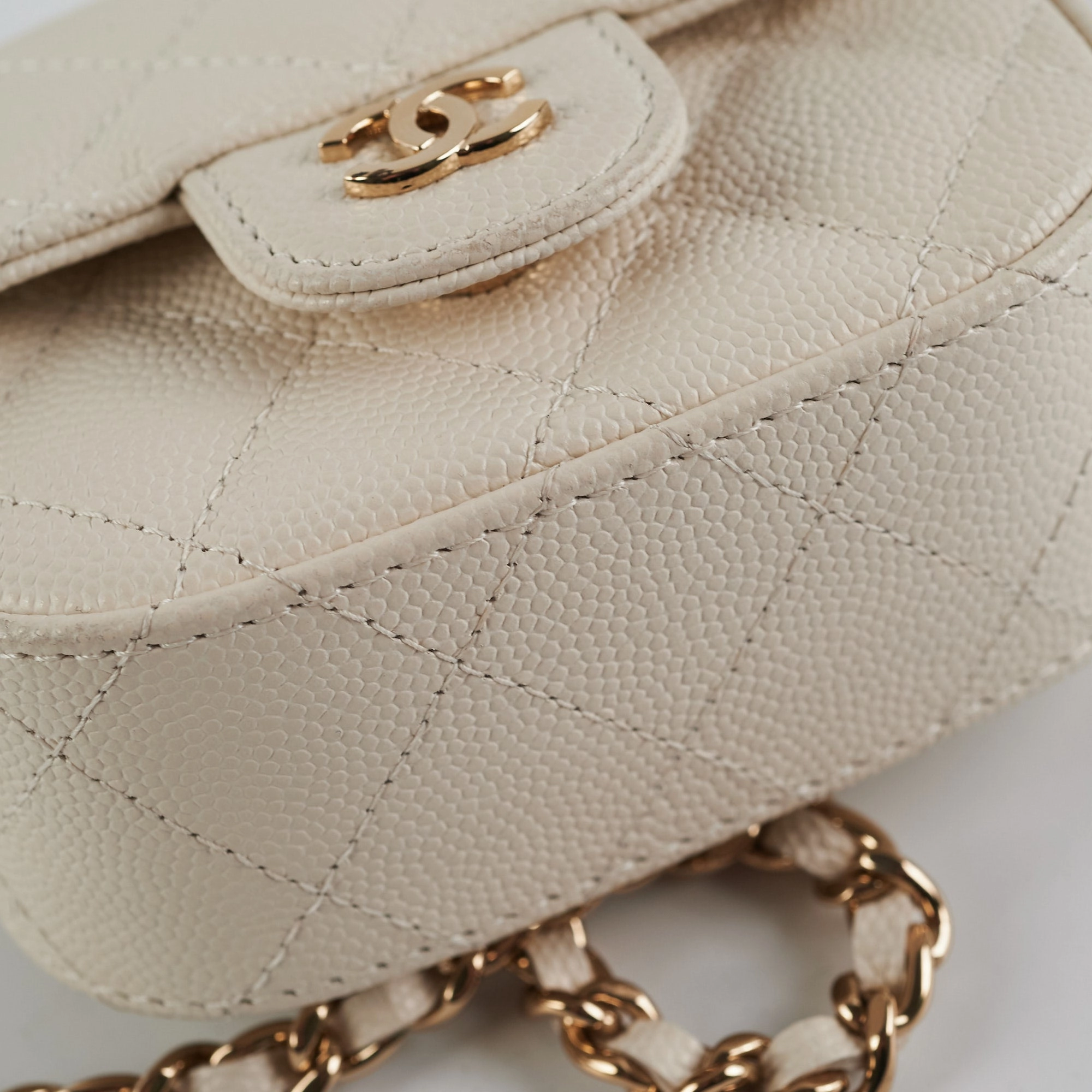 Chanel Caviar Microbag White