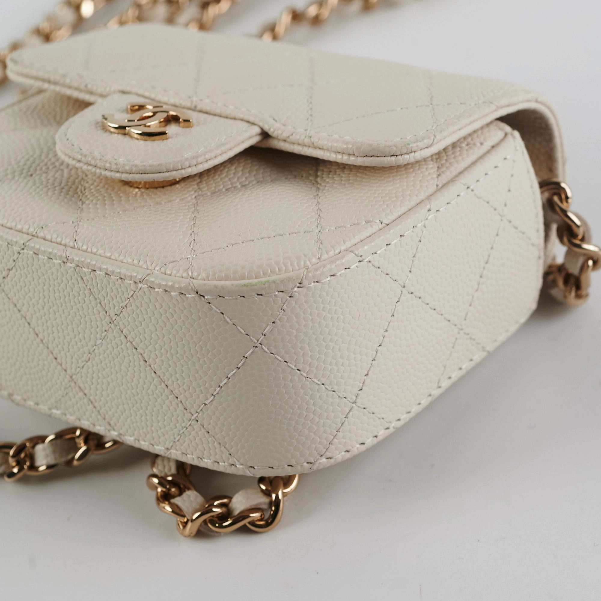 Chanel Caviar Microbag White