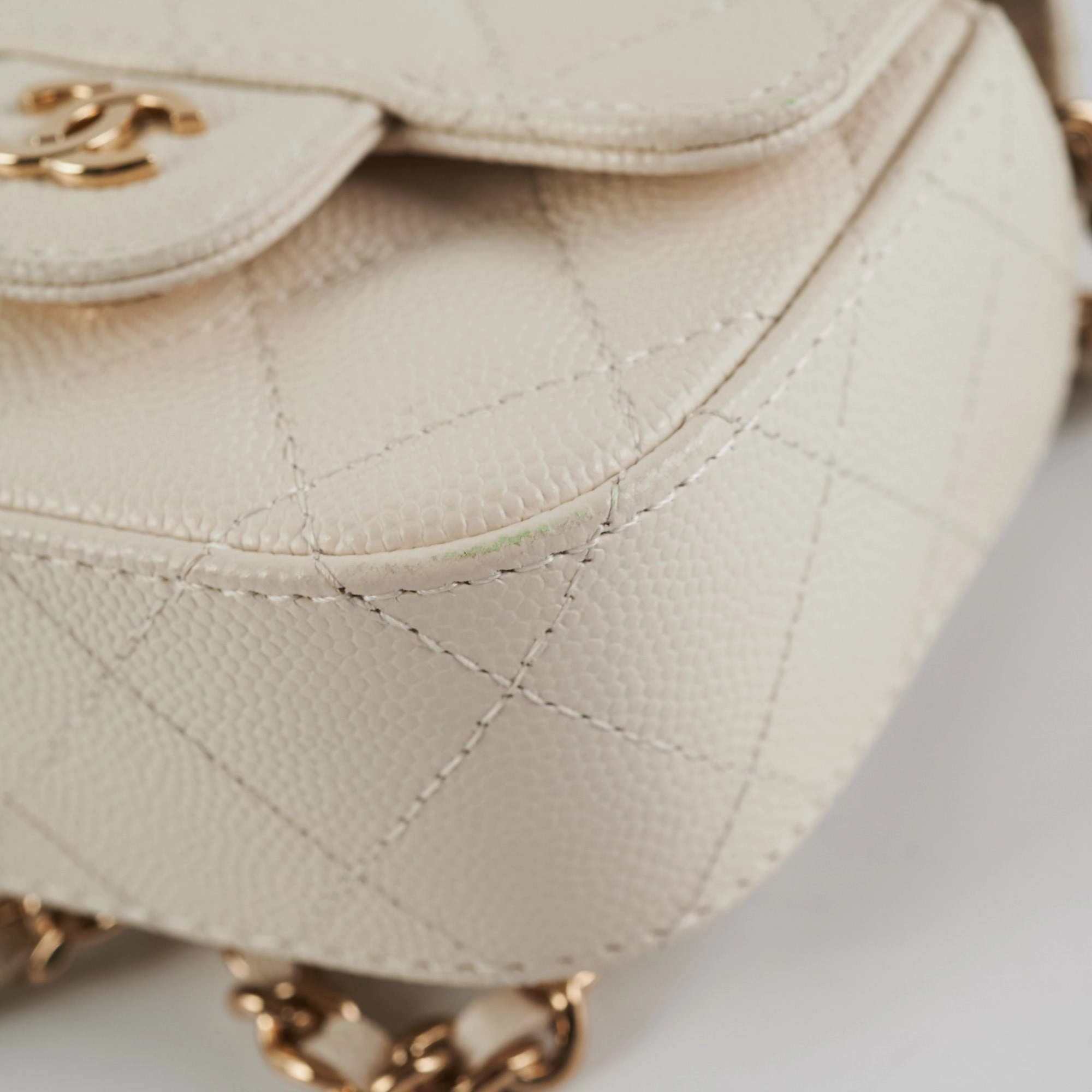 Chanel Caviar Microbag White