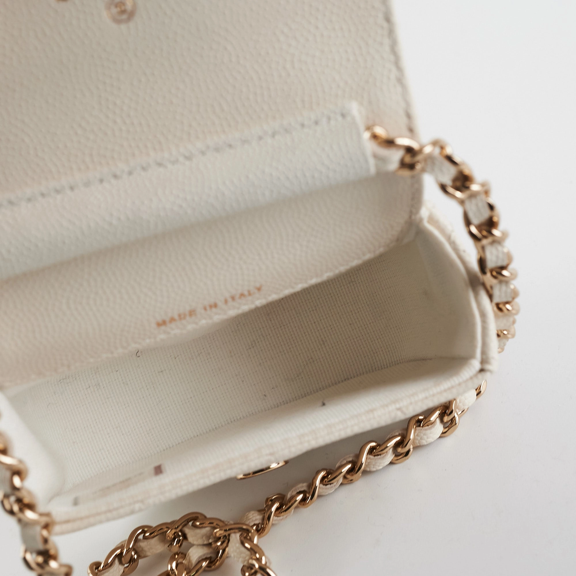Chanel Caviar Microbag White