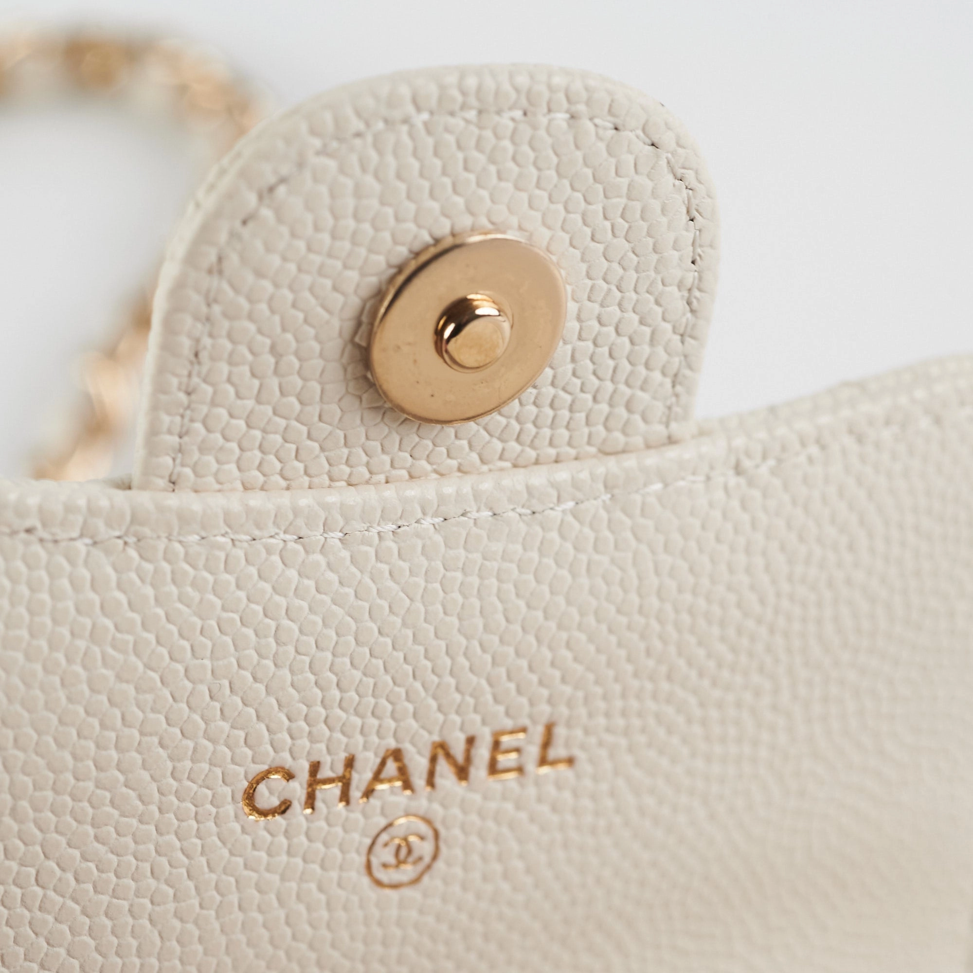 Chanel Caviar Microbag White