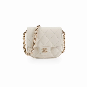 Chanel Caviar Microbag White