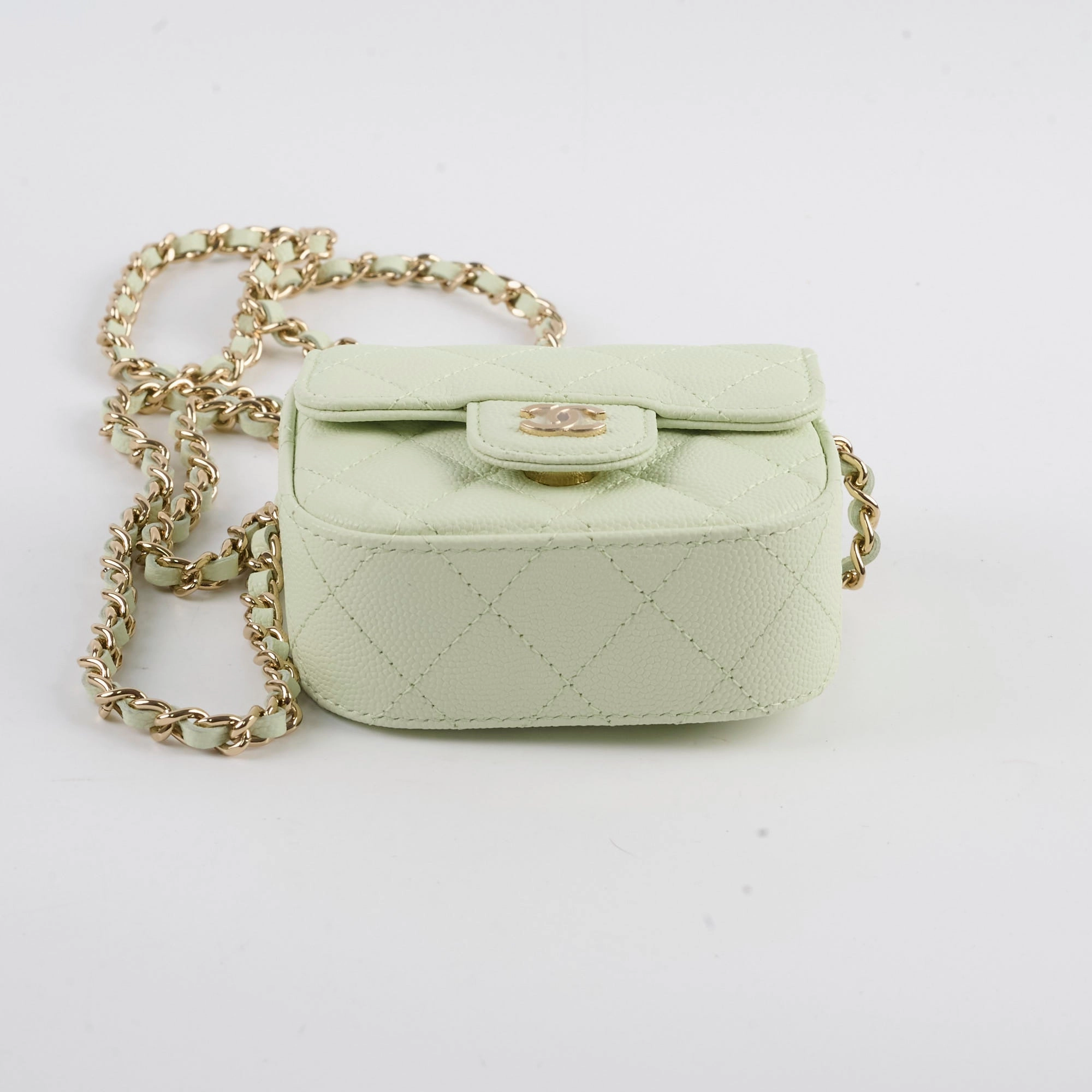 Chanel Caviar Mini Clutch With Chain Mint Green - Series 31
