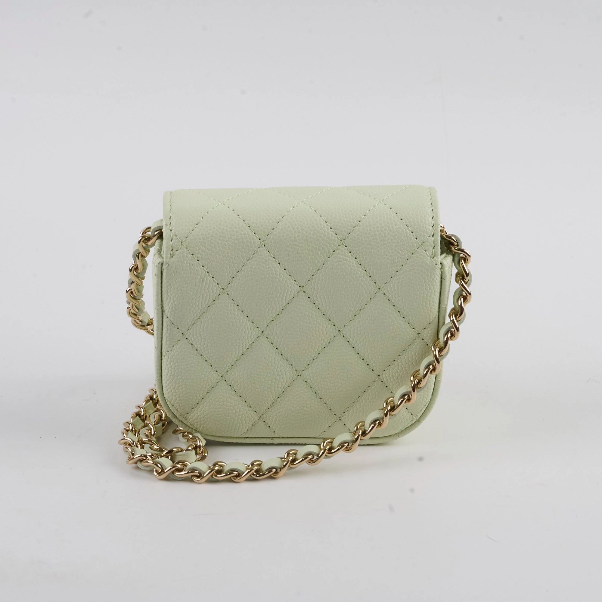 Chanel Caviar Mini Clutch With Chain Mint Green - Series 31