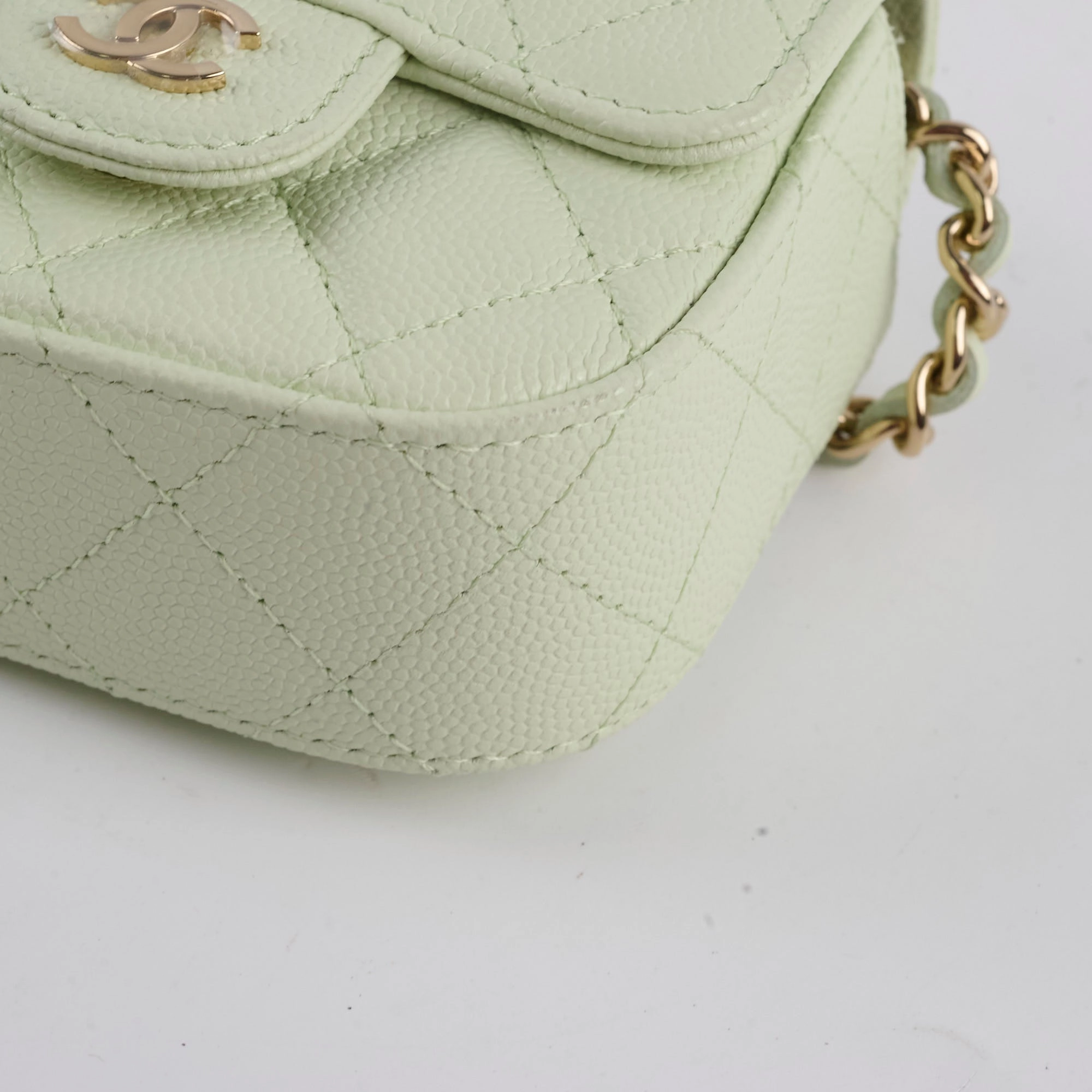 Chanel Caviar Mini Clutch With Chain Mint Green - Series 31