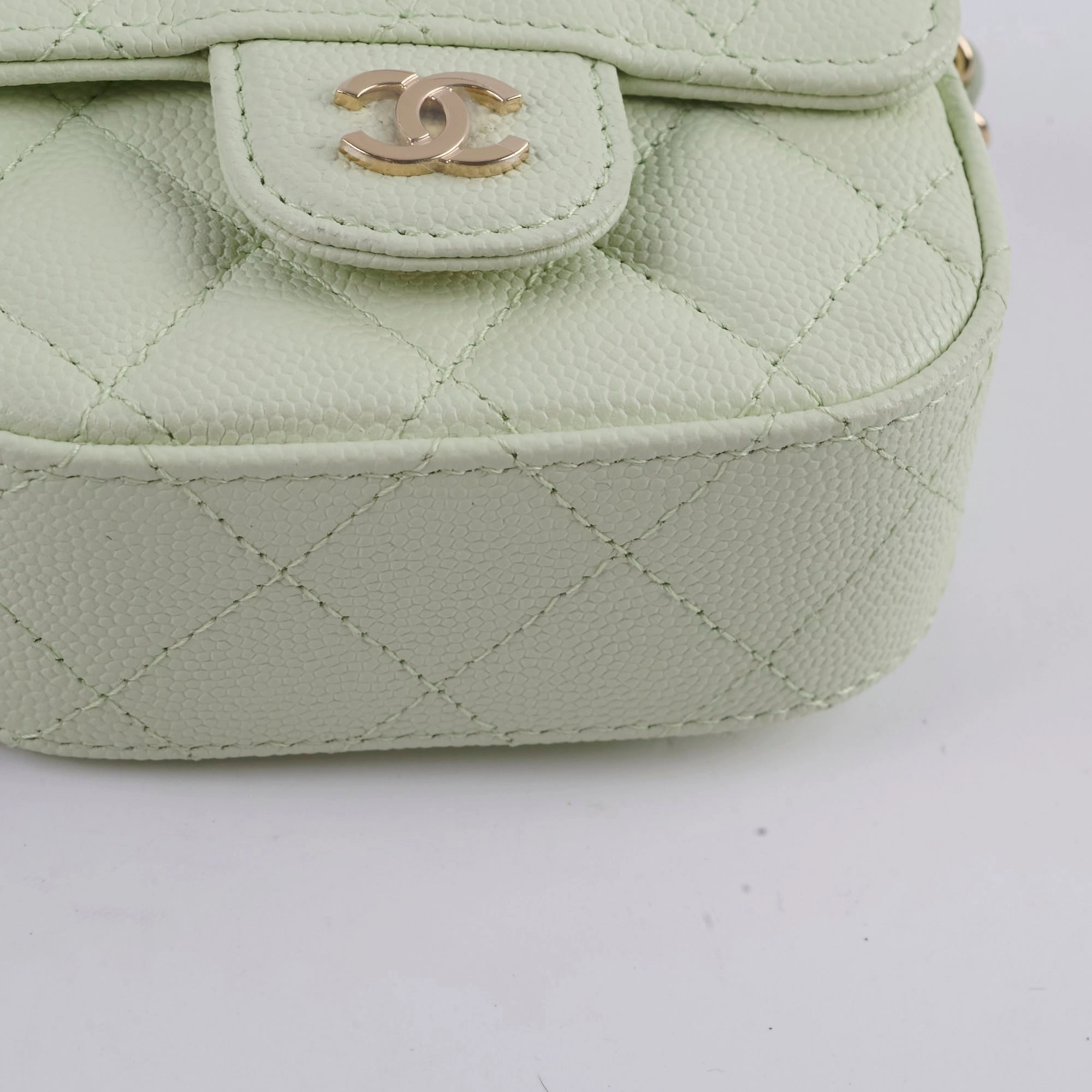 Chanel Caviar Mini Clutch With Chain Mint Green - Series 31