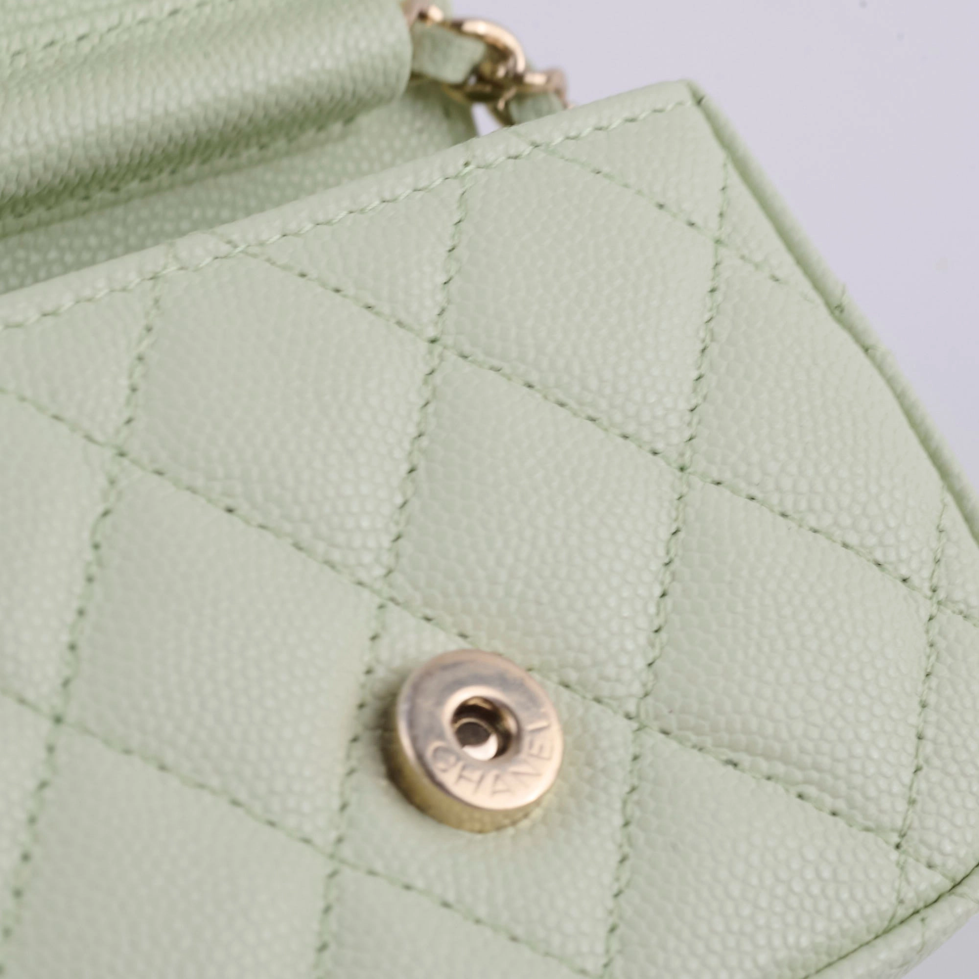 Chanel Caviar Mini Clutch With Chain Mint Green - Series 31