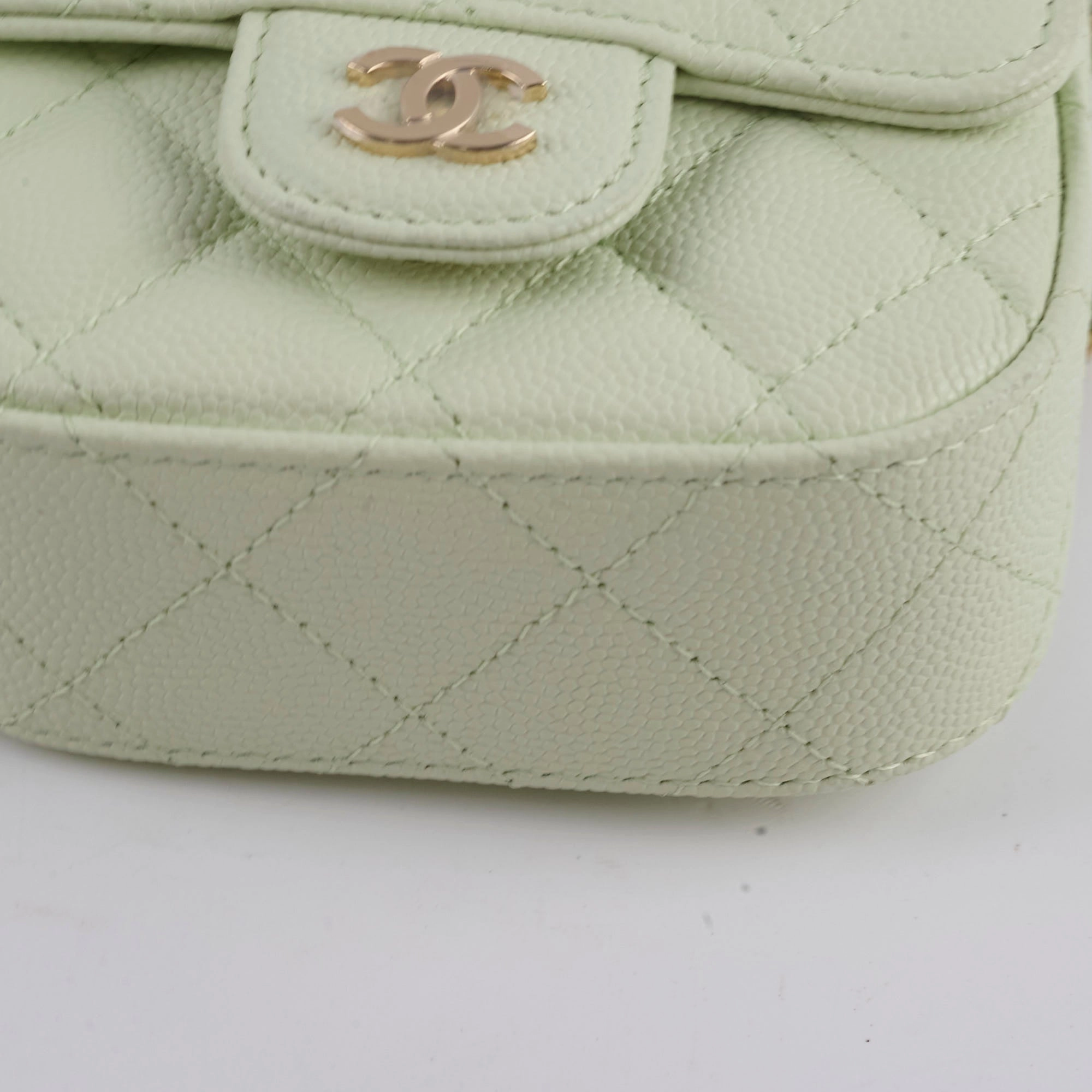 Chanel Caviar Mini Clutch With Chain Mint Green - Series 31