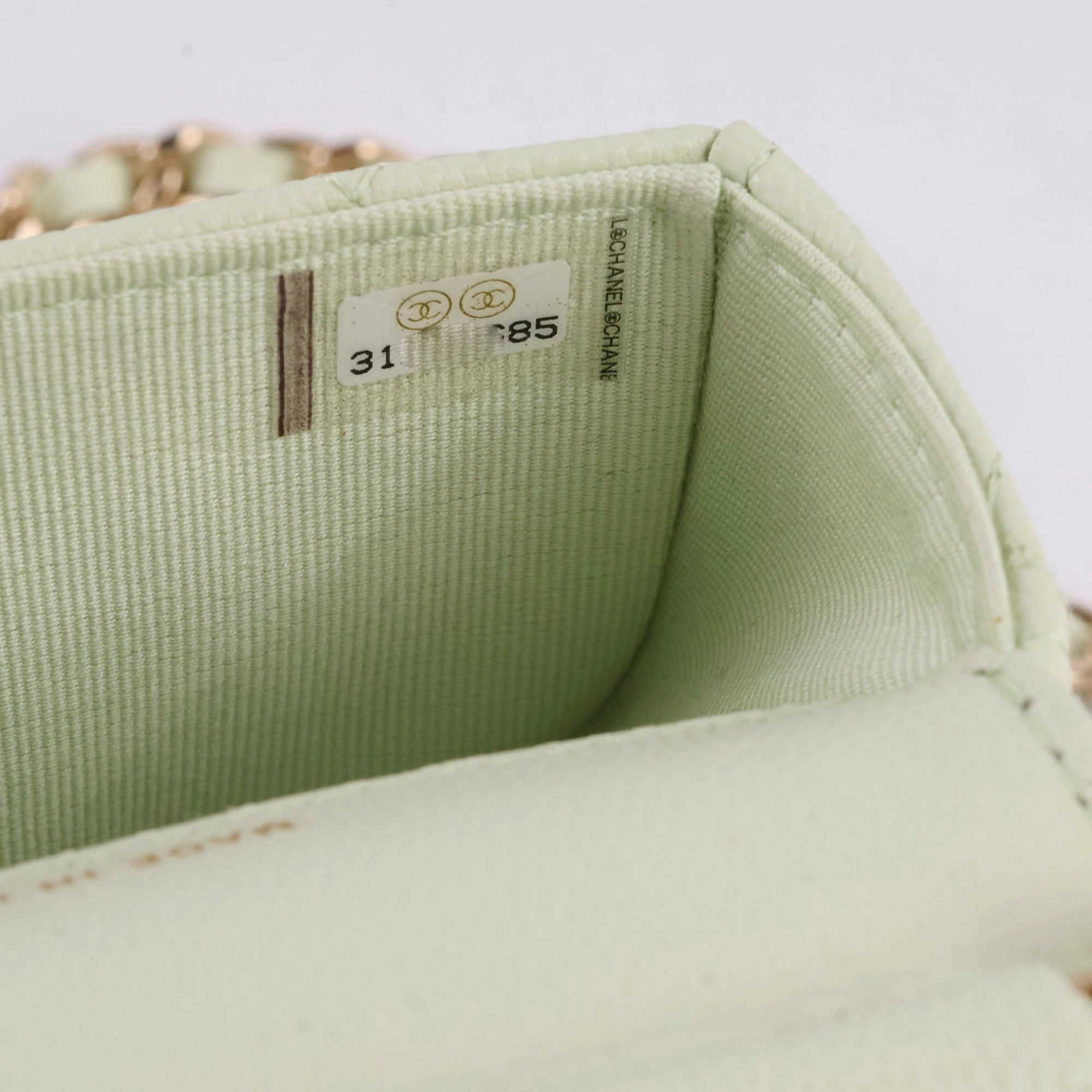 Chanel Caviar Mini Clutch With Chain Mint Green - Series 31