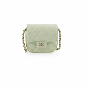 Chanel Caviar Mini Clutch With Chain Mint Green - Series 31