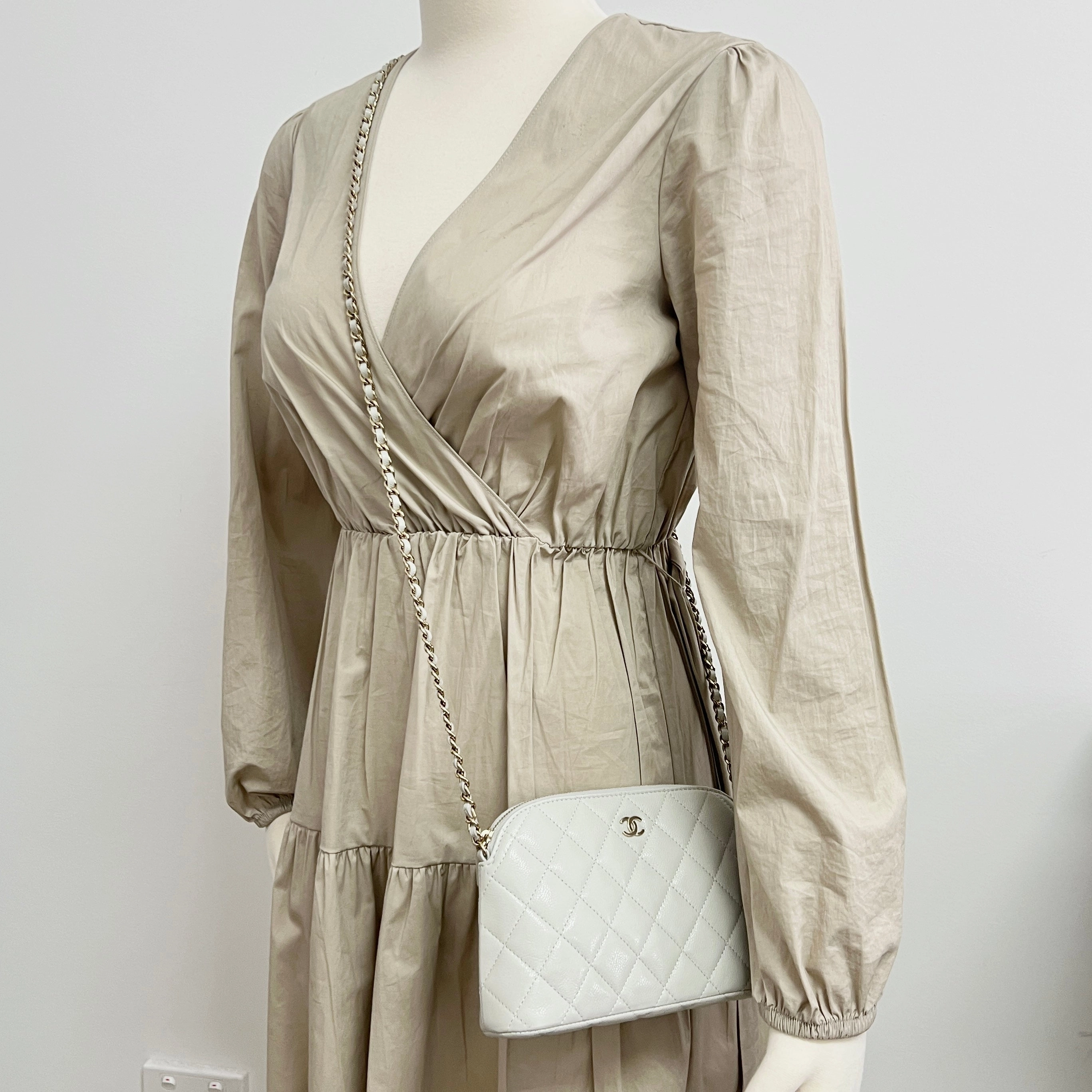Chanel Caviar Mini Crossbody Grey 2024 (Microchip)