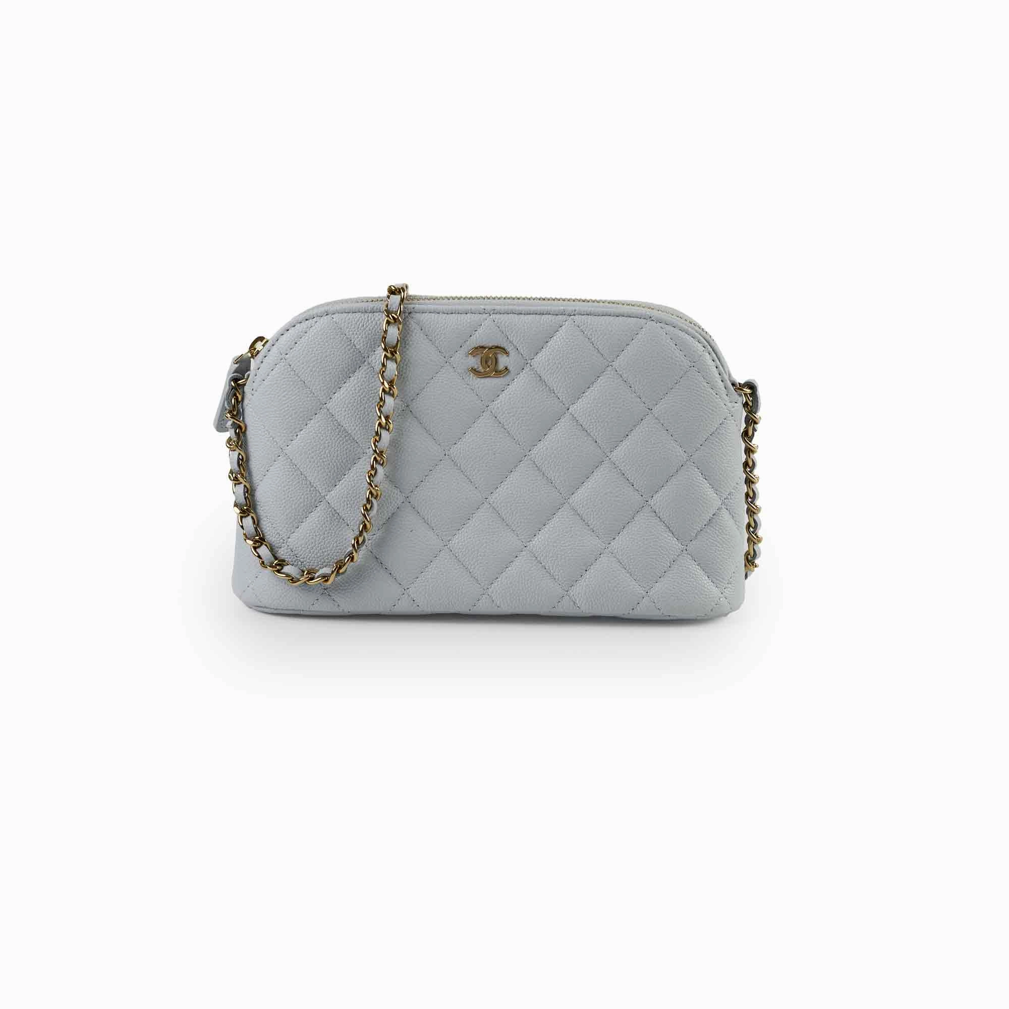 Chanel Caviar Mini Crossbody Light Blue Bag Microchipped