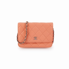 Chanel Caviar Mini Wallet on Chain Coral
