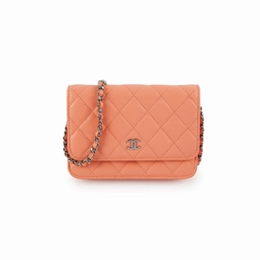Chanel Caviar Mini Wallet on Chain Coral