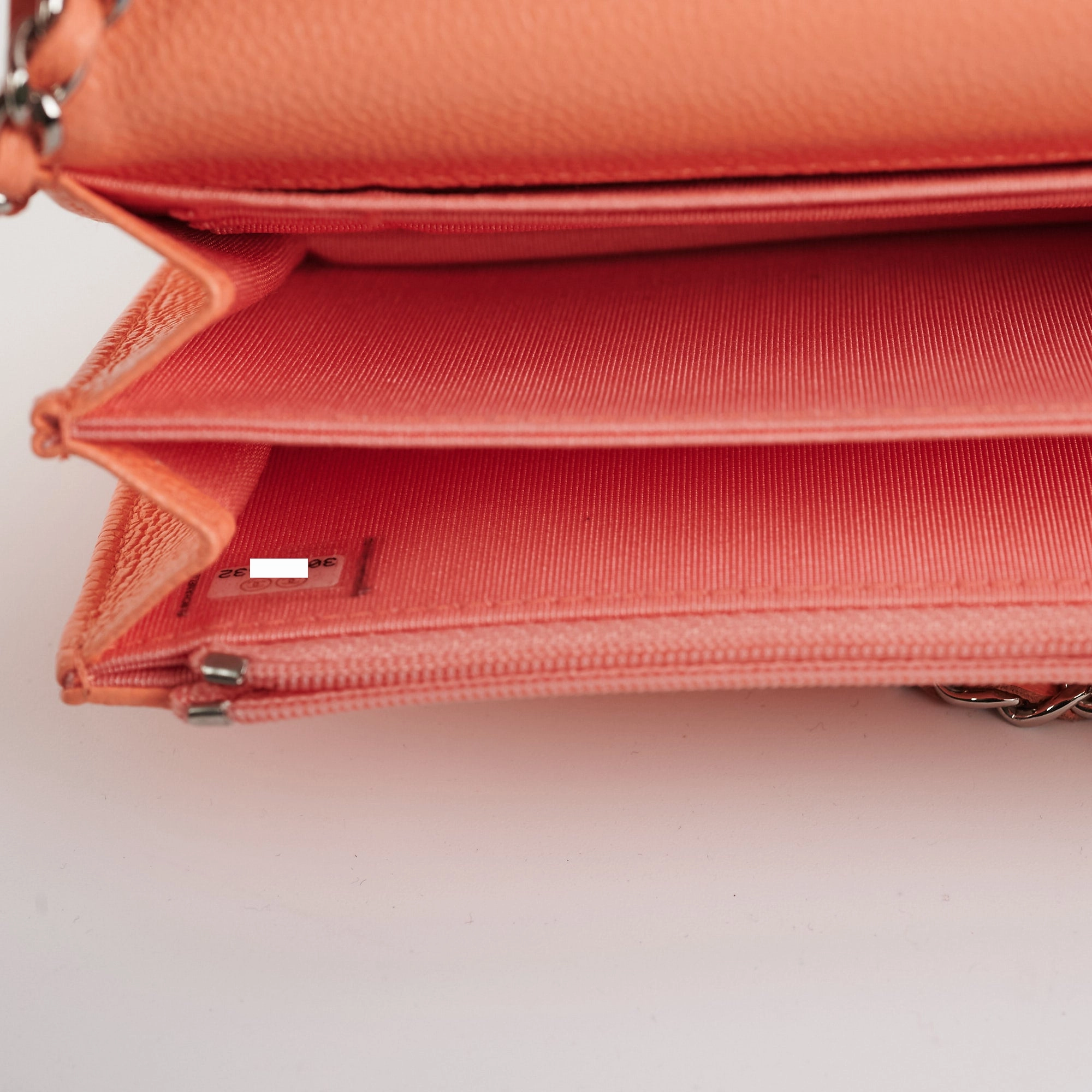 Chanel Caviar Mini Wallet on Chain Coral