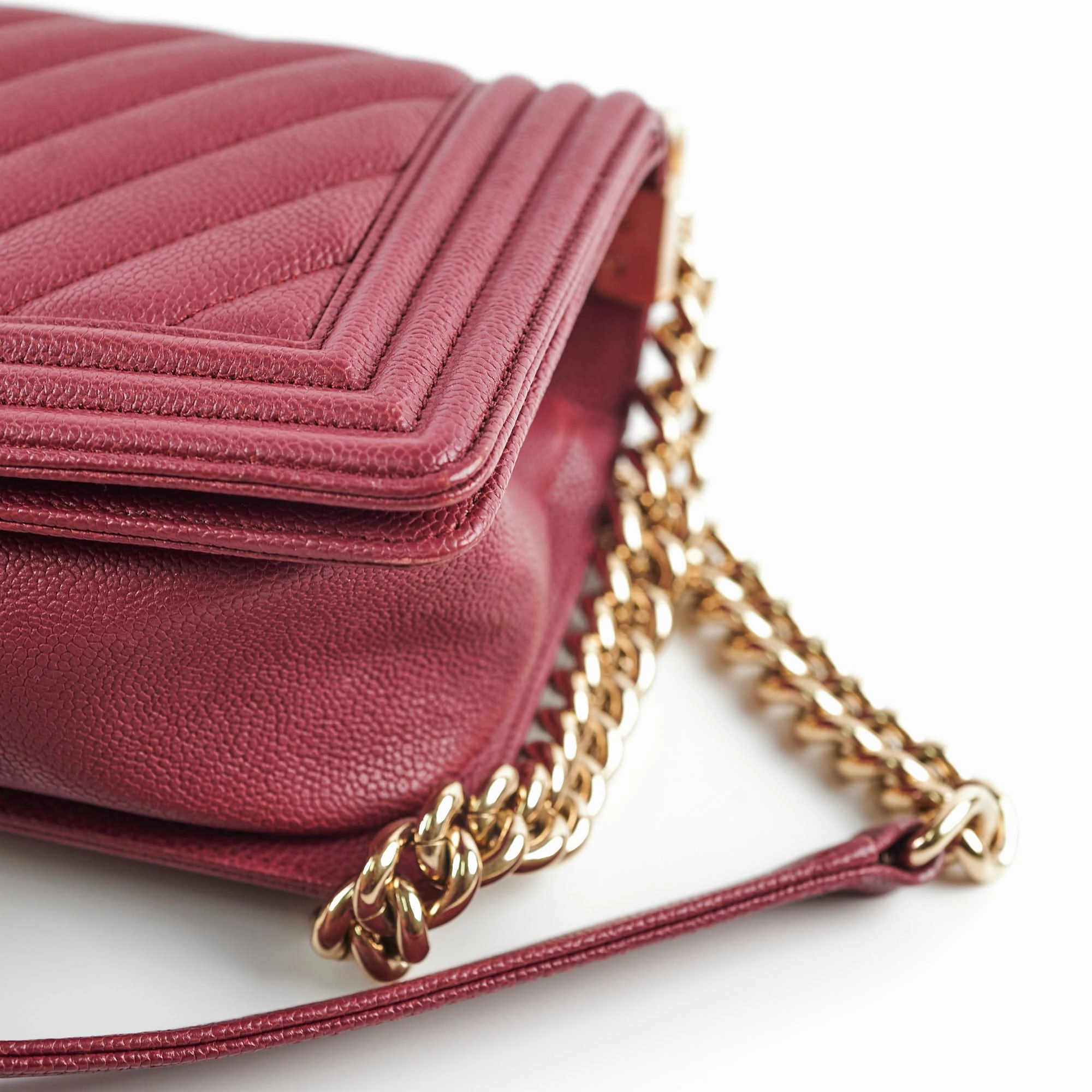 Chanel Caviar Old Medium Boy Bag Burgundy
