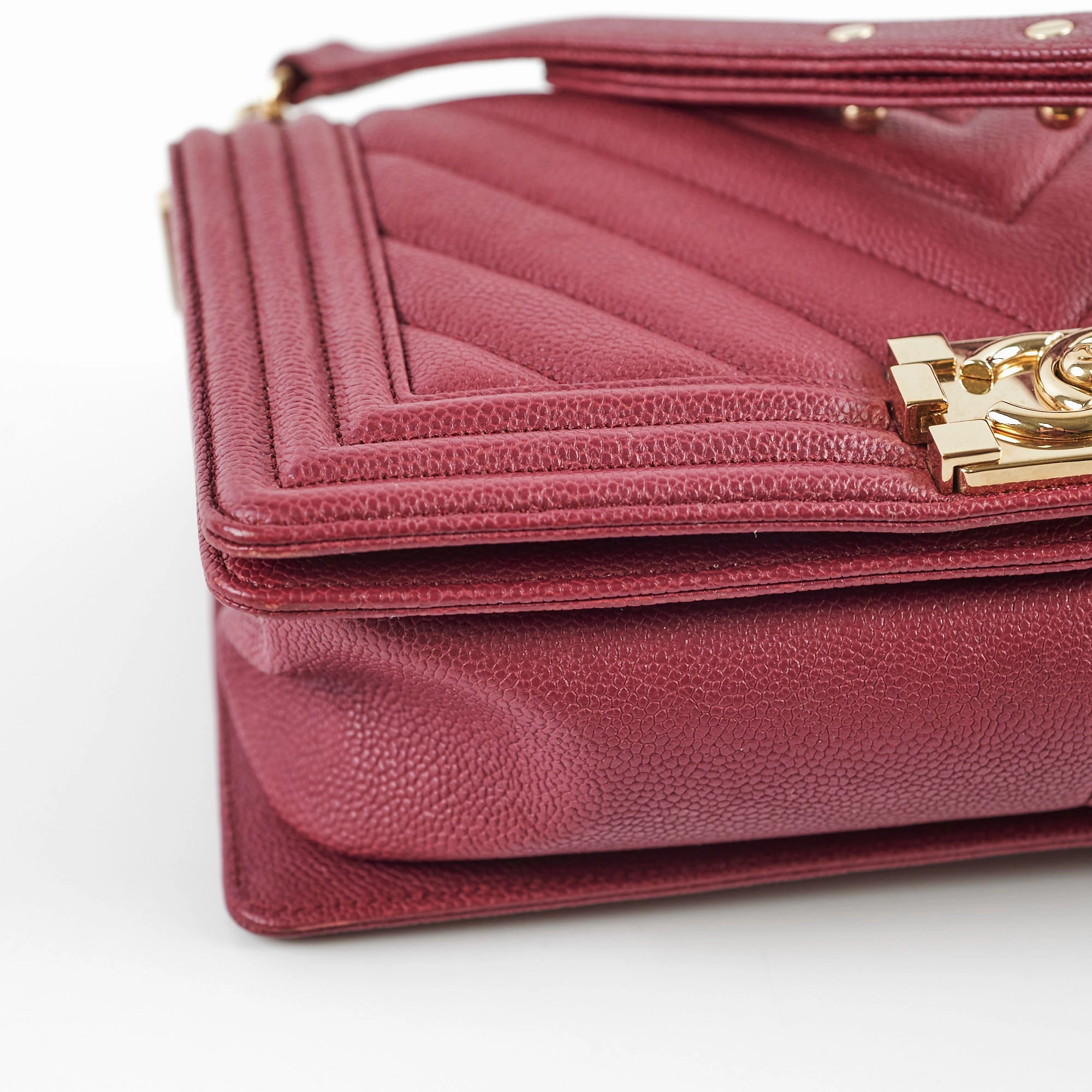 Chanel Caviar Old Medium Boy Bag Burgundy