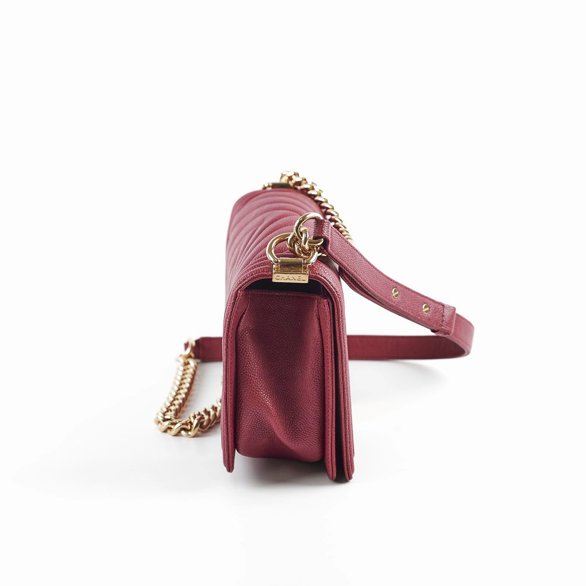 Chanel Caviar Old Medium Boy Bag Burgundy