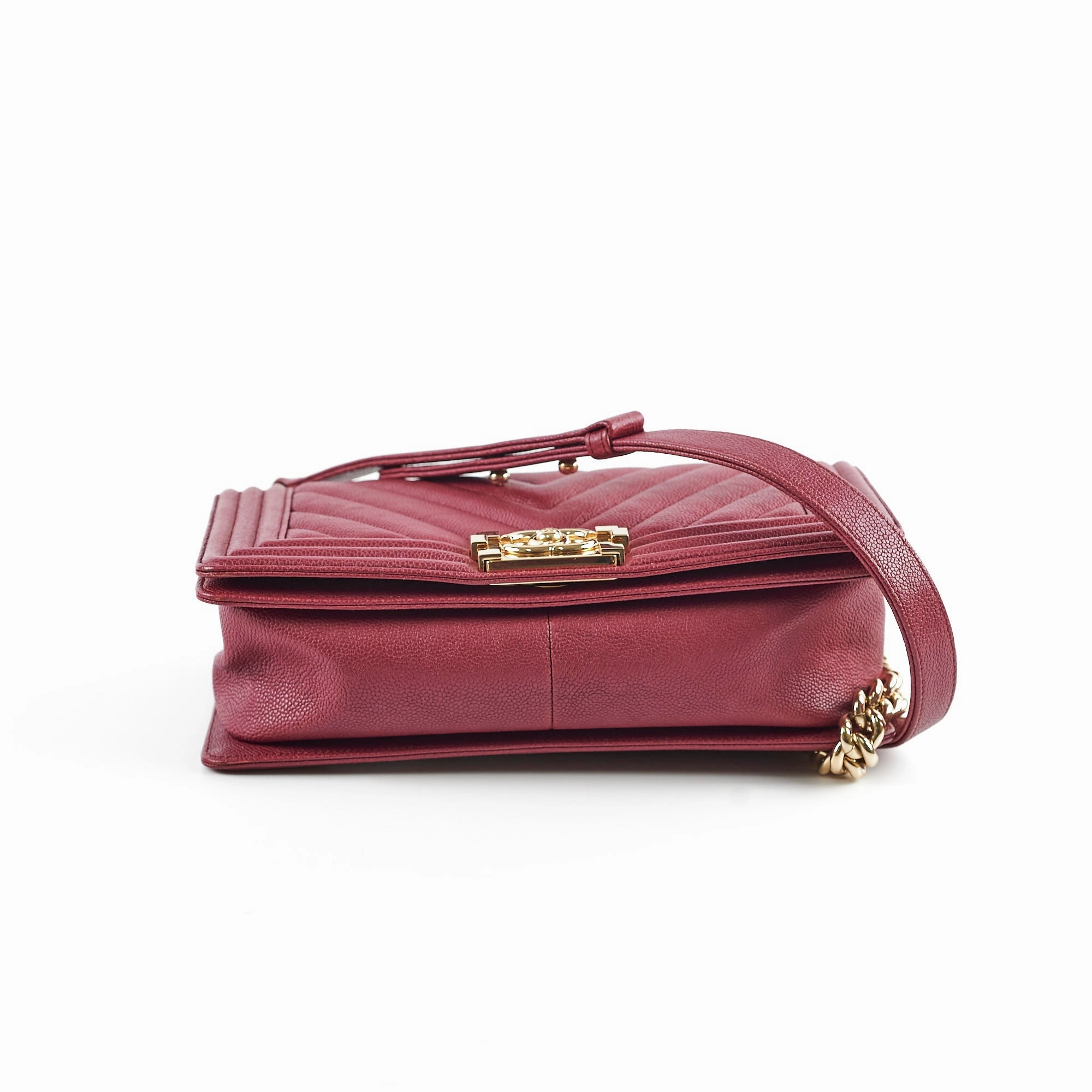Chanel Caviar Old Medium Boy Bag Burgundy