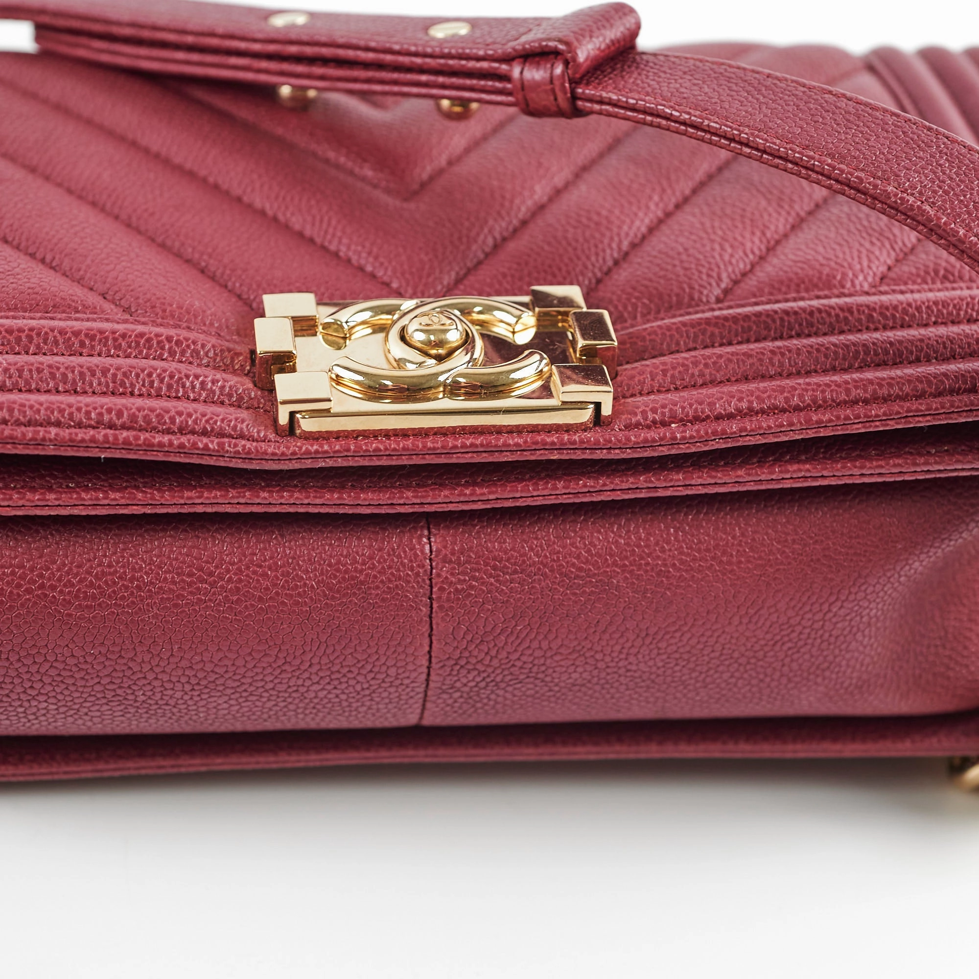 Chanel Caviar Old Medium Boy Bag Burgundy
