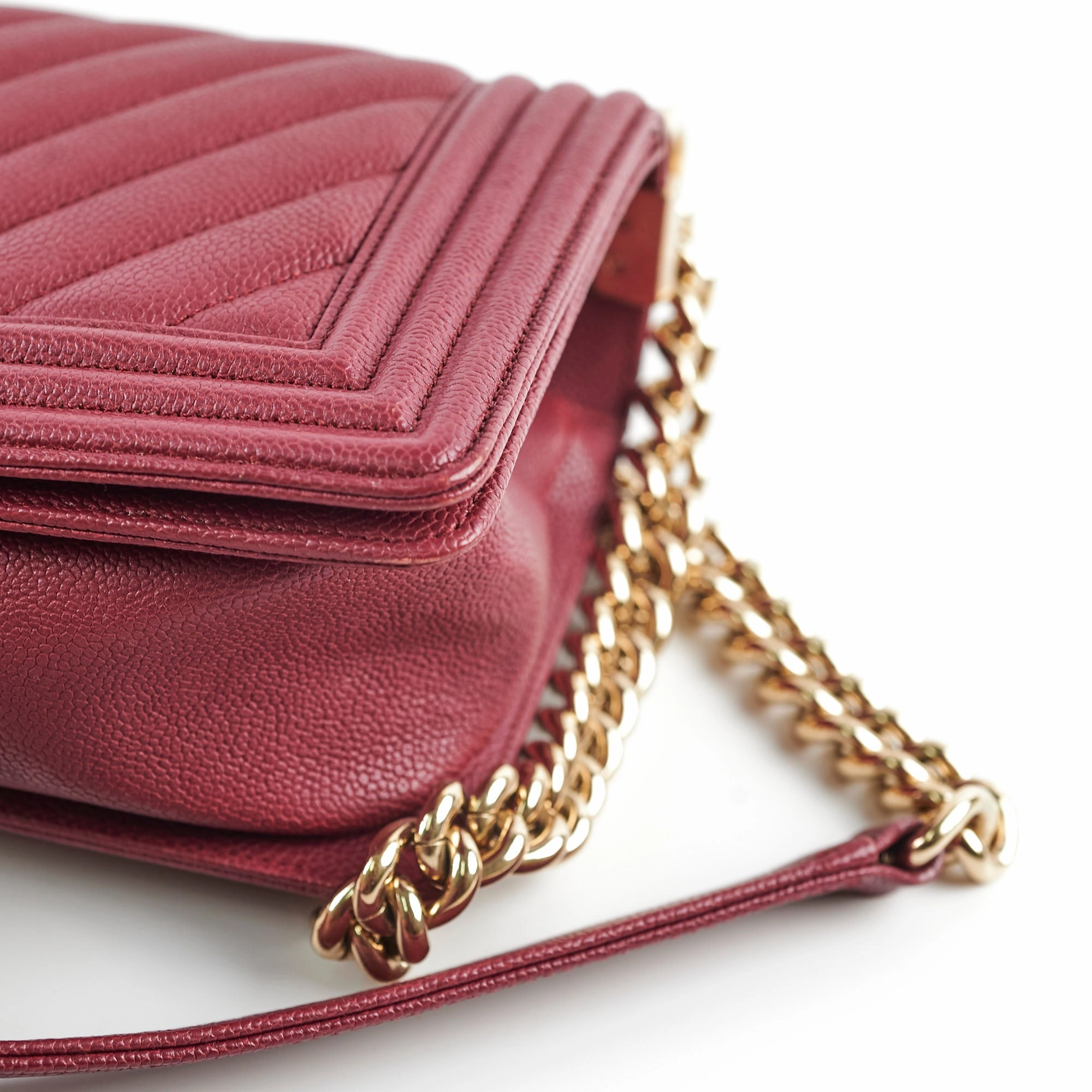 Chanel Caviar Old Medium Boy Bag Burgundy