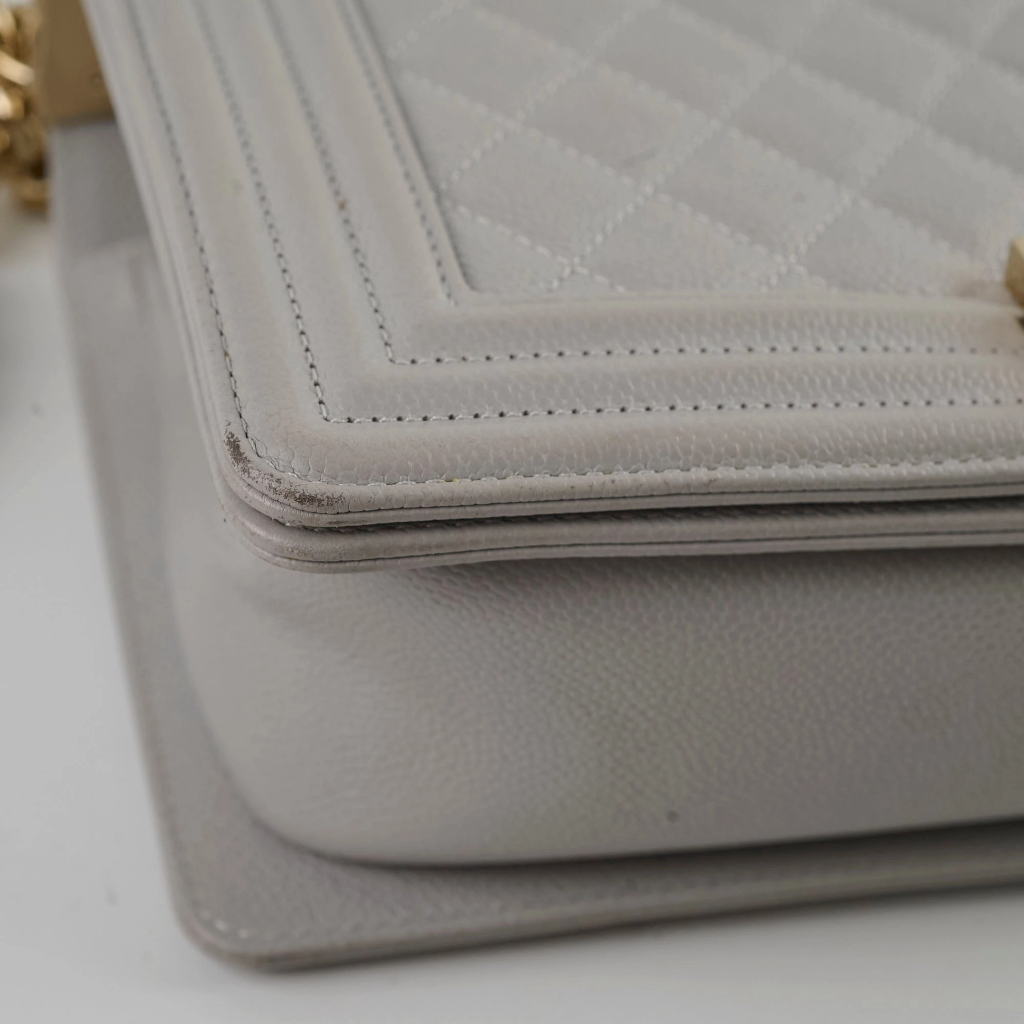 Chanel Caviar Old Medium Grey Series Microchip