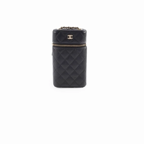Chanel Caviar Vertical Vanity Case Black