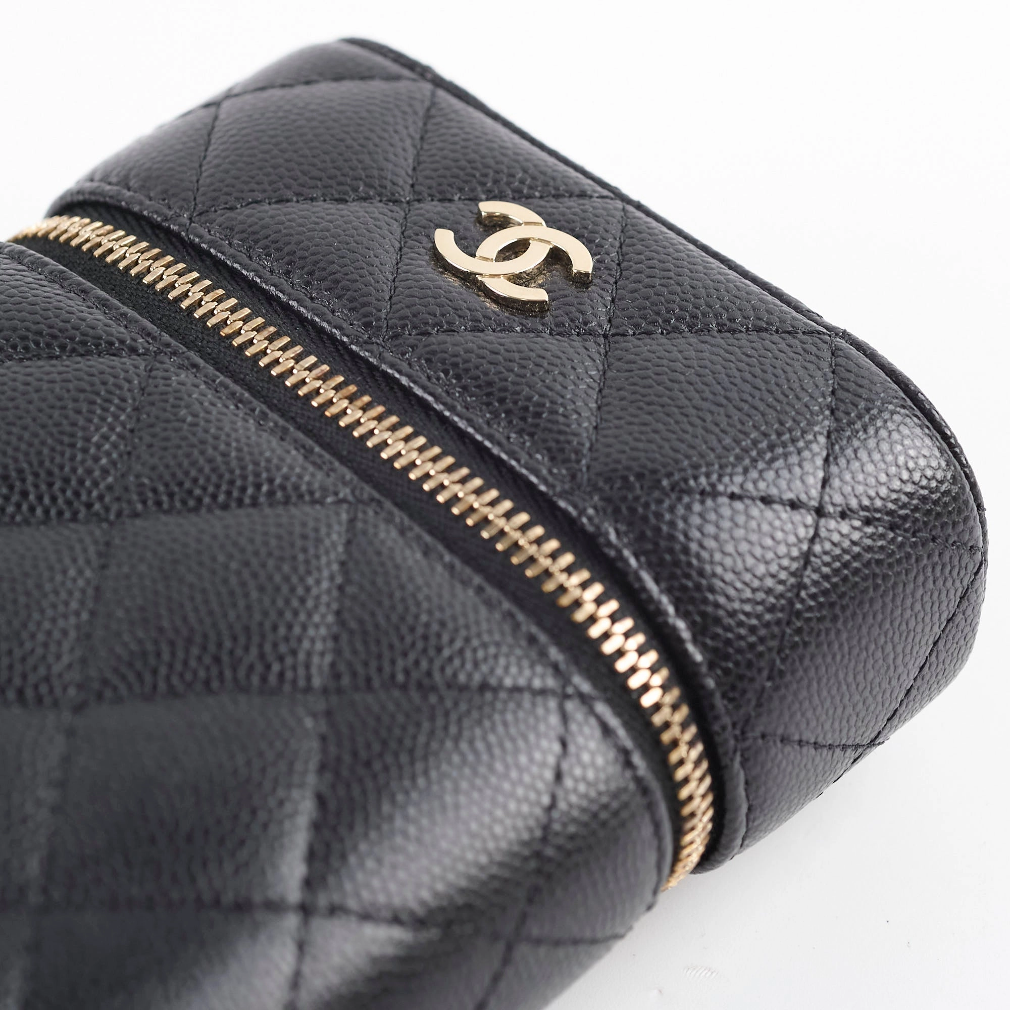 Chanel Caviar Vertical Vanity Case Black