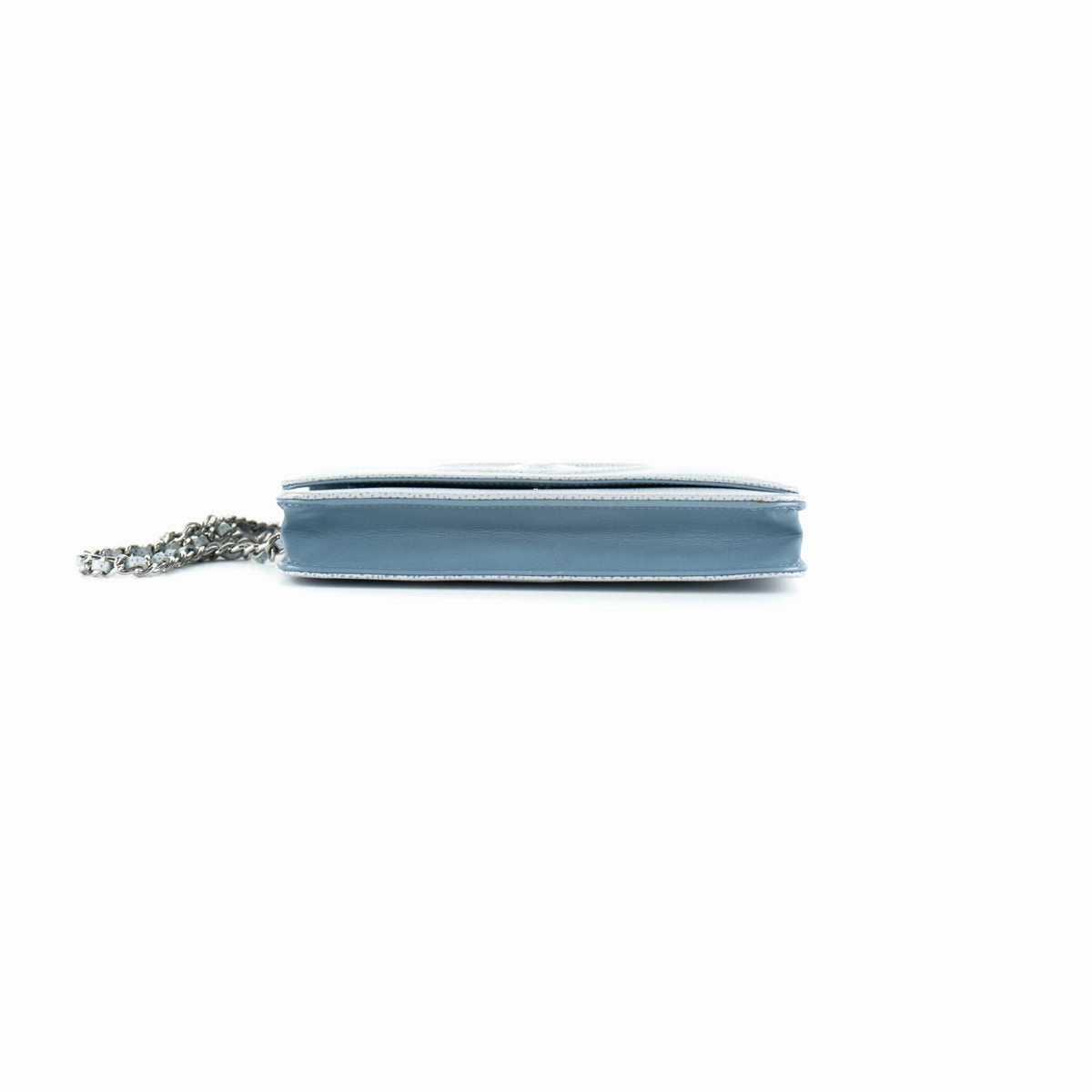 Chanel Caviar Wallet On Chain Light Blue