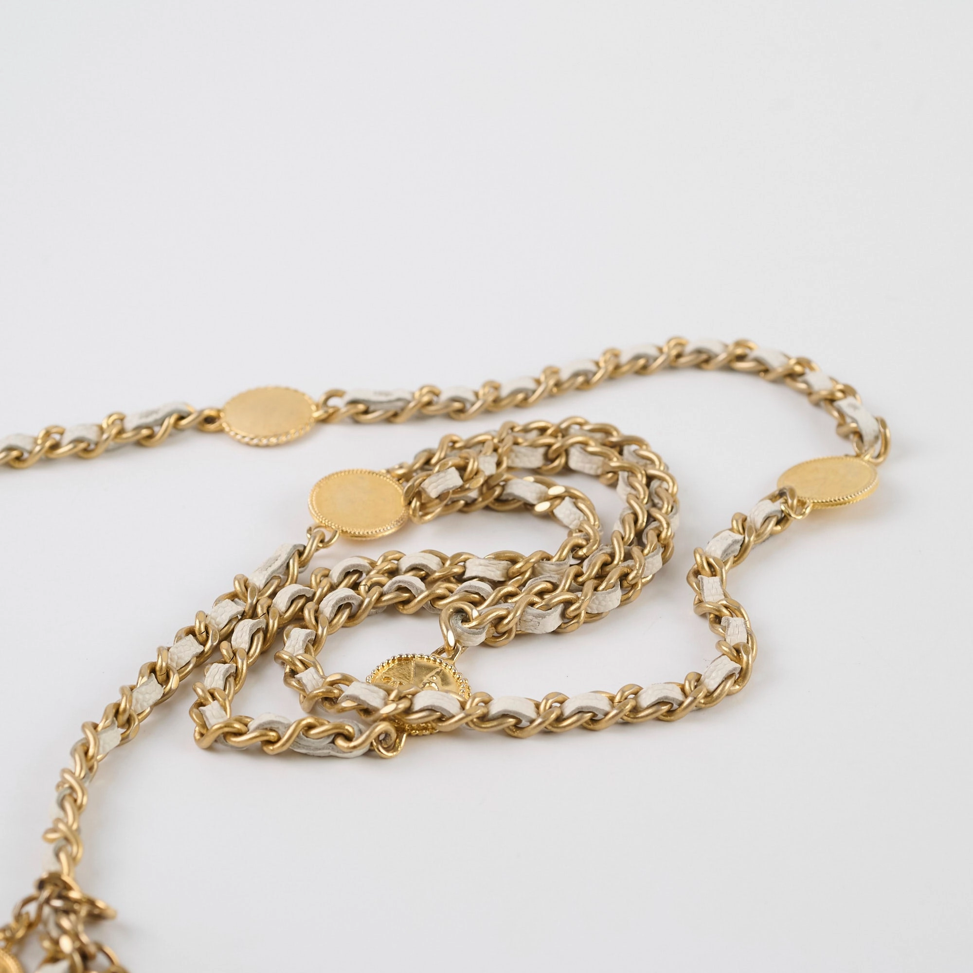 Chanel Caviar Wallet On Chain WOC White/Cream Microchip