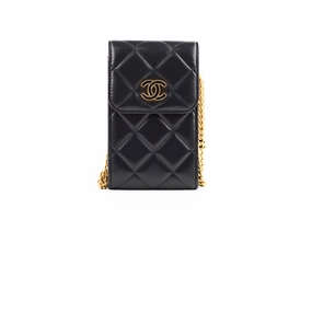 Chanel CC Flap Phone Holder Crossbody Bag Black 32 Series