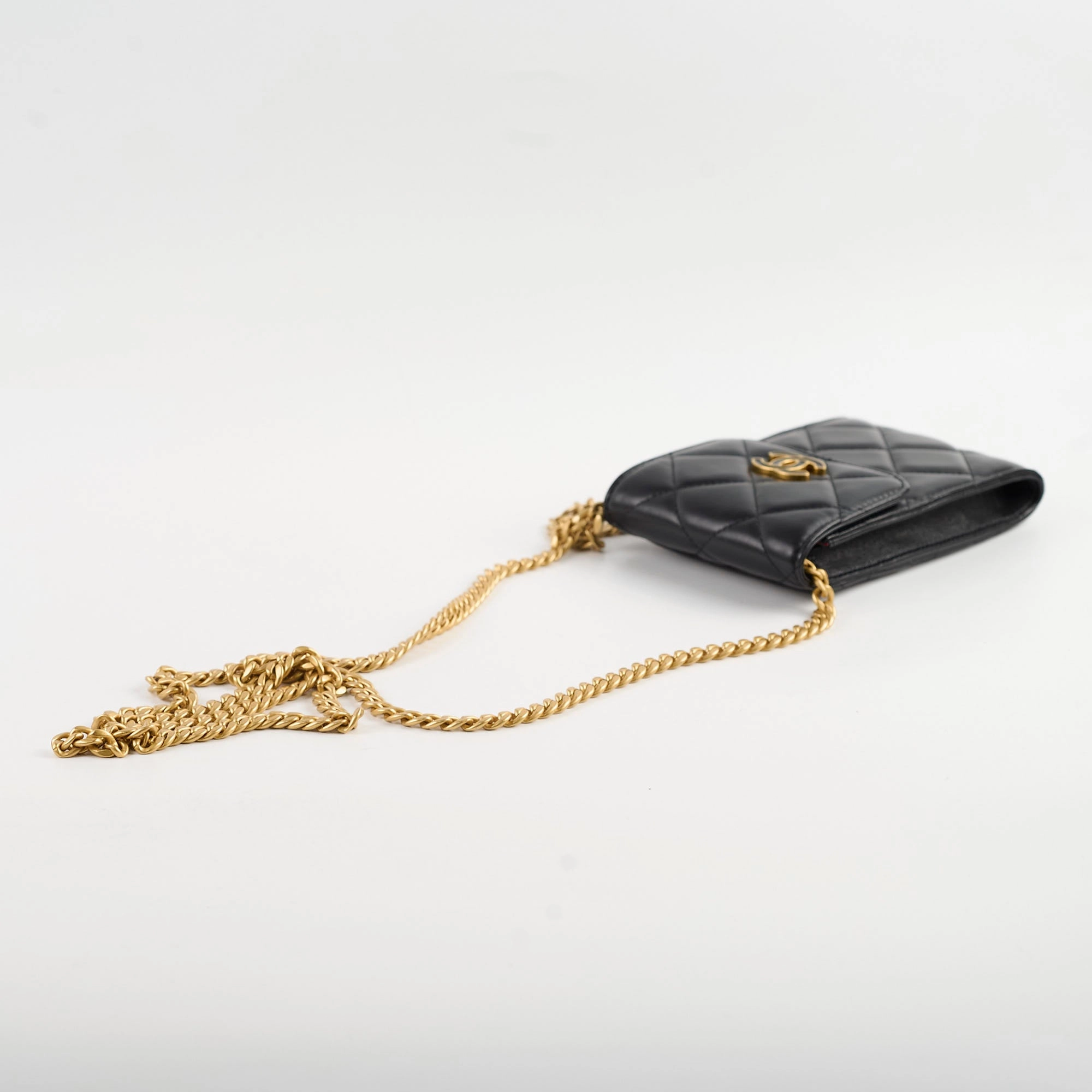 Chanel CC Flap Phone Holder Crossbody Bag Black 32 Series