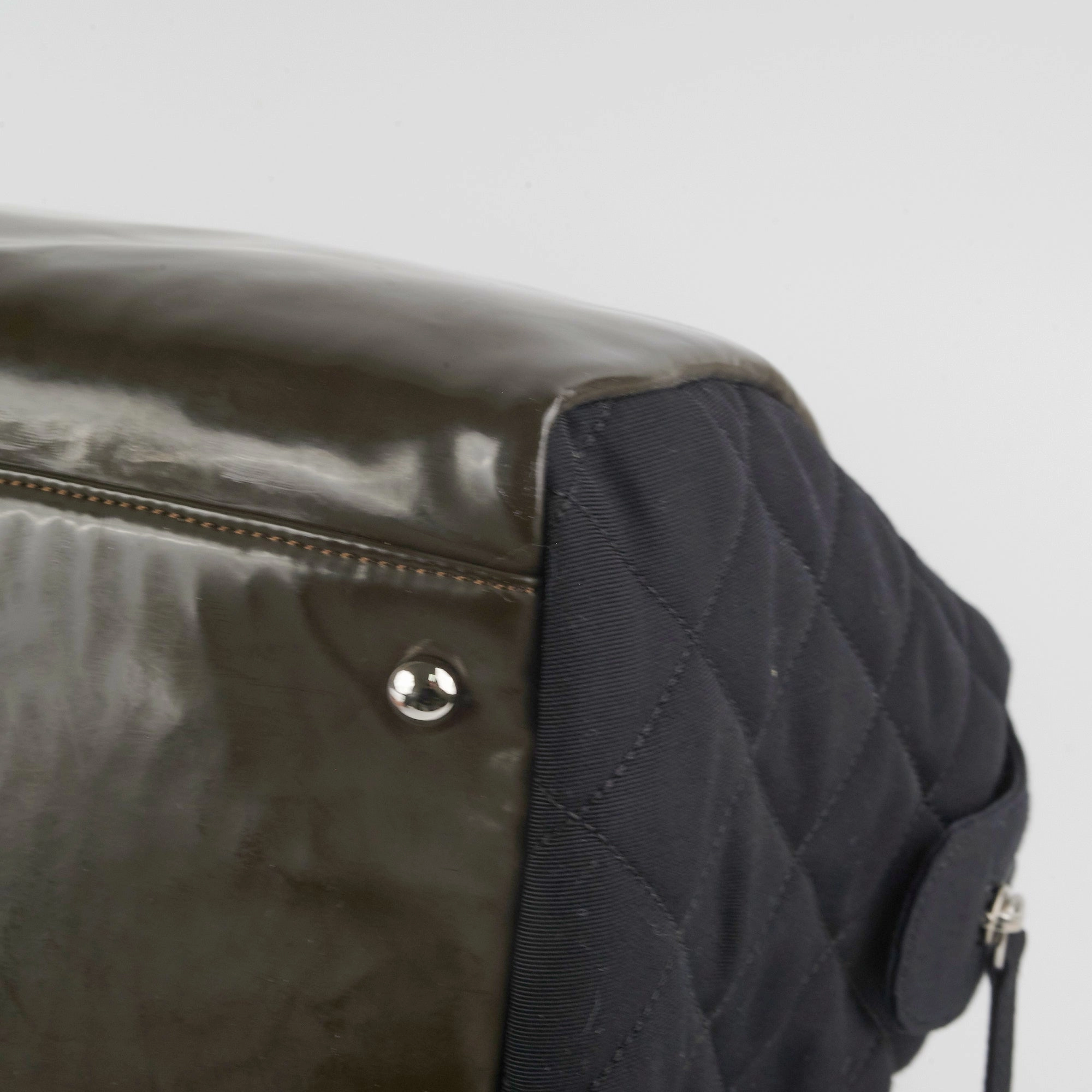 Chanel CC Logo Black Khaki Tote Bag