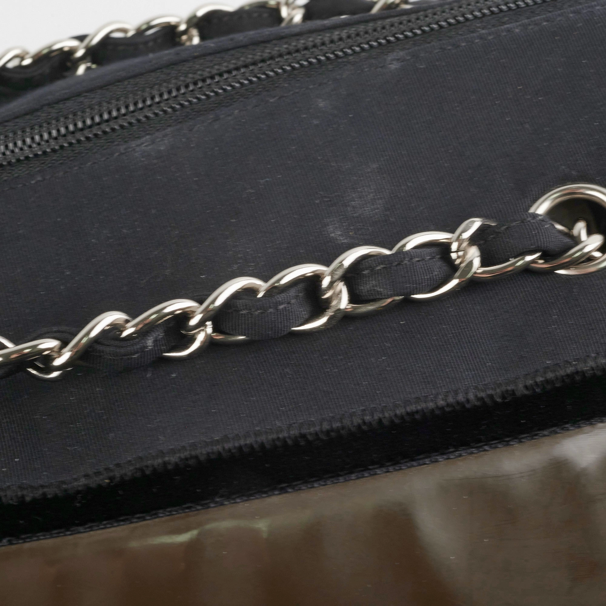 Chanel CC Logo Black Khaki Tote Bag