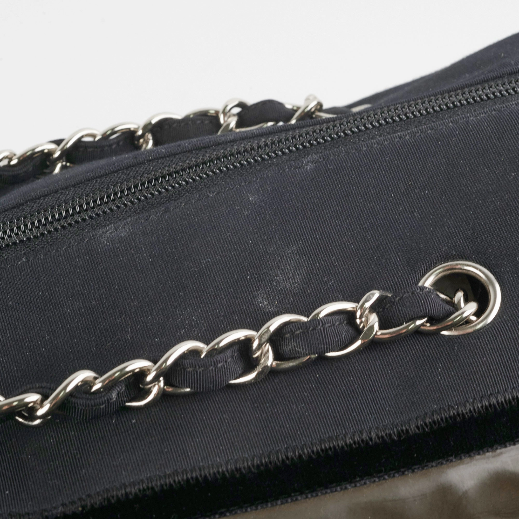 Chanel CC Logo Black Khaki Tote Bag