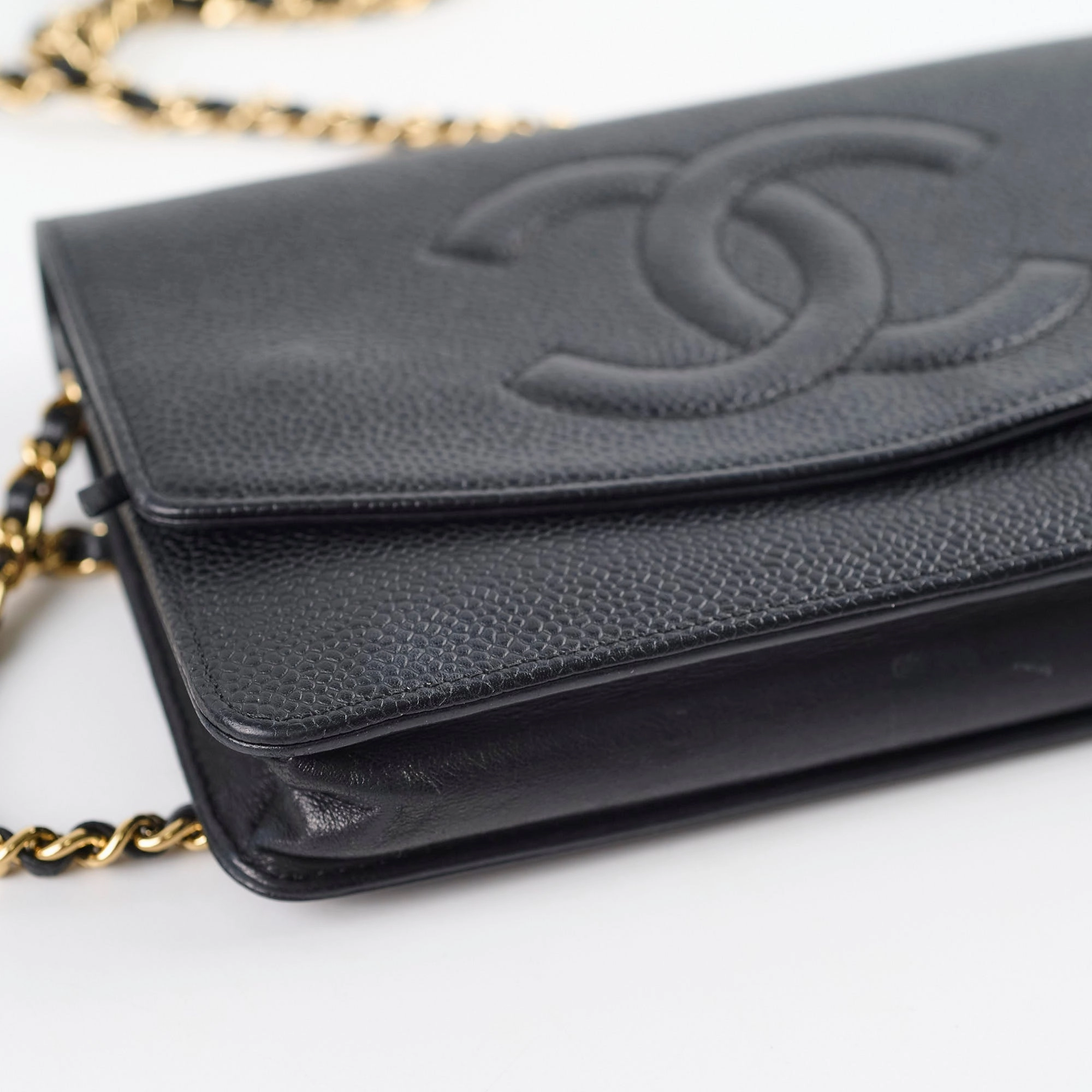 Chanel CC Logo Wallet On Chain WOC Black