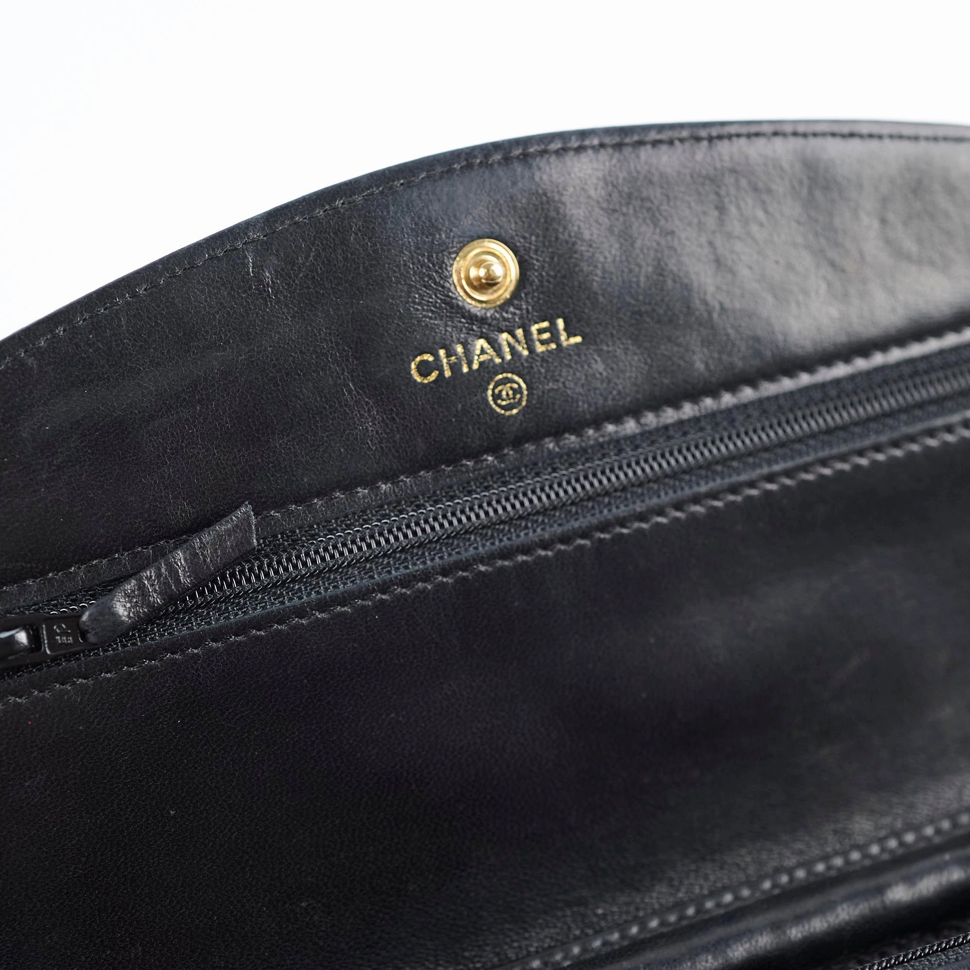 Chanel CC Logo Wallet On Chain WOC Black
