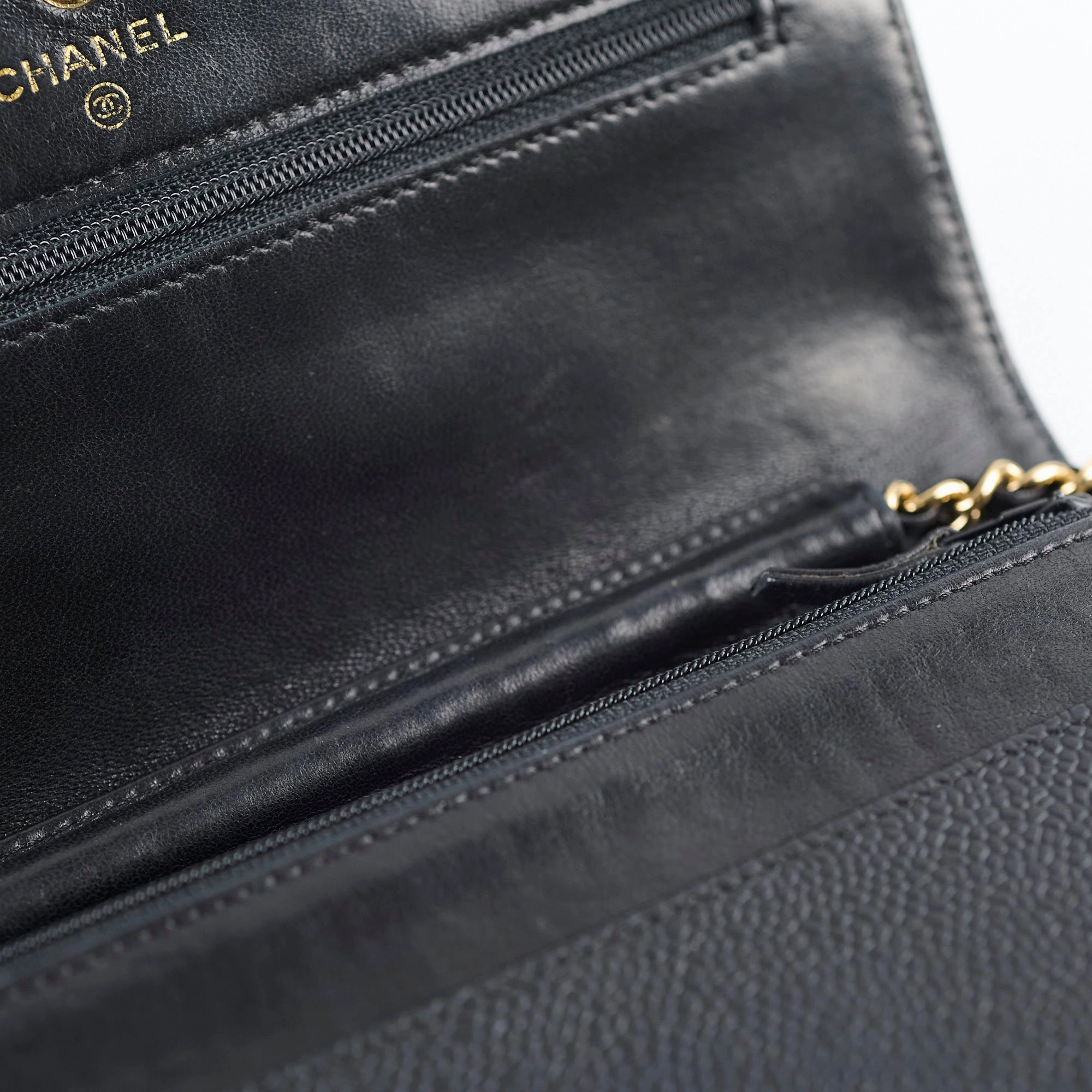 Chanel CC Logo Wallet On Chain WOC Black