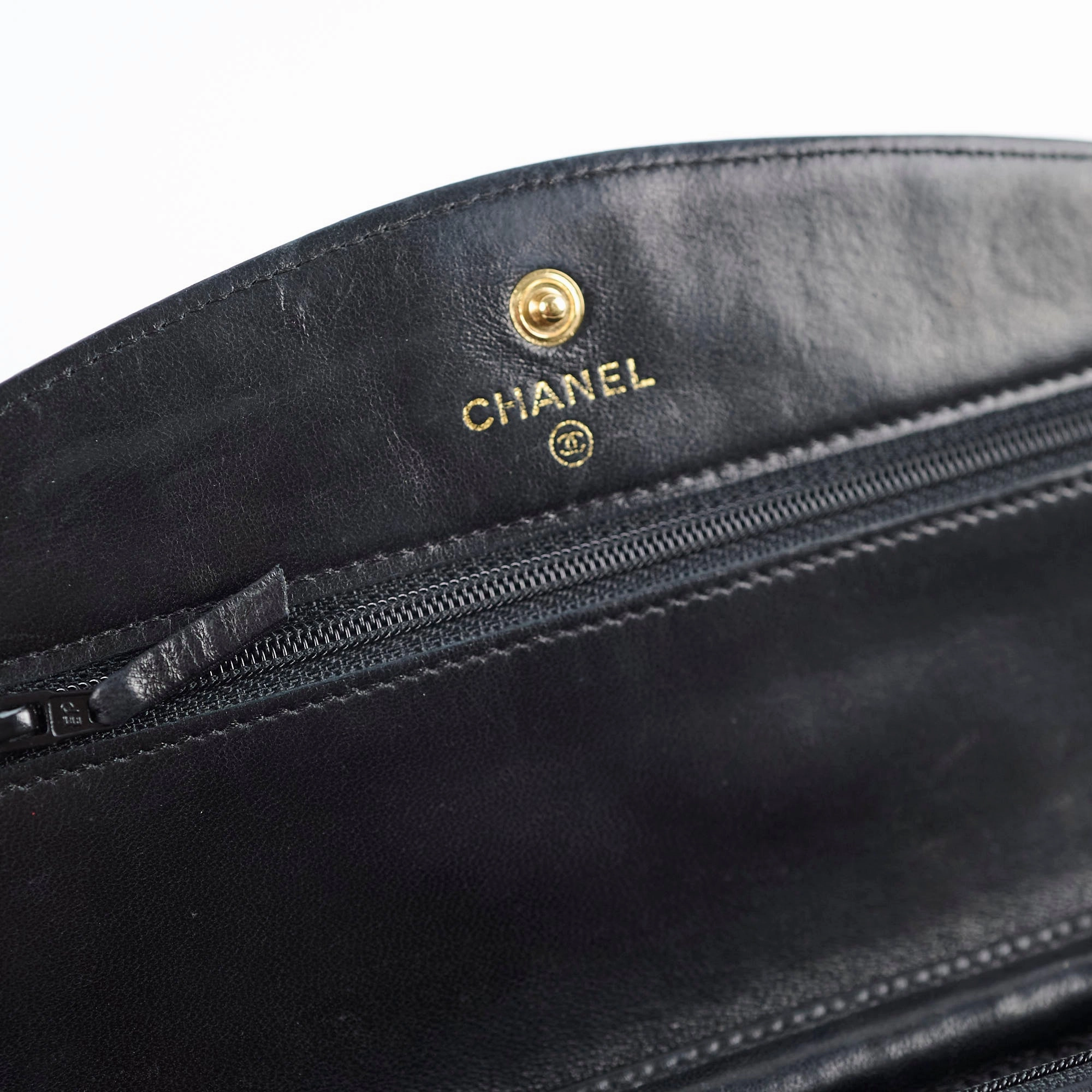 Chanel CC Logo Wallet On Chain WOC Black